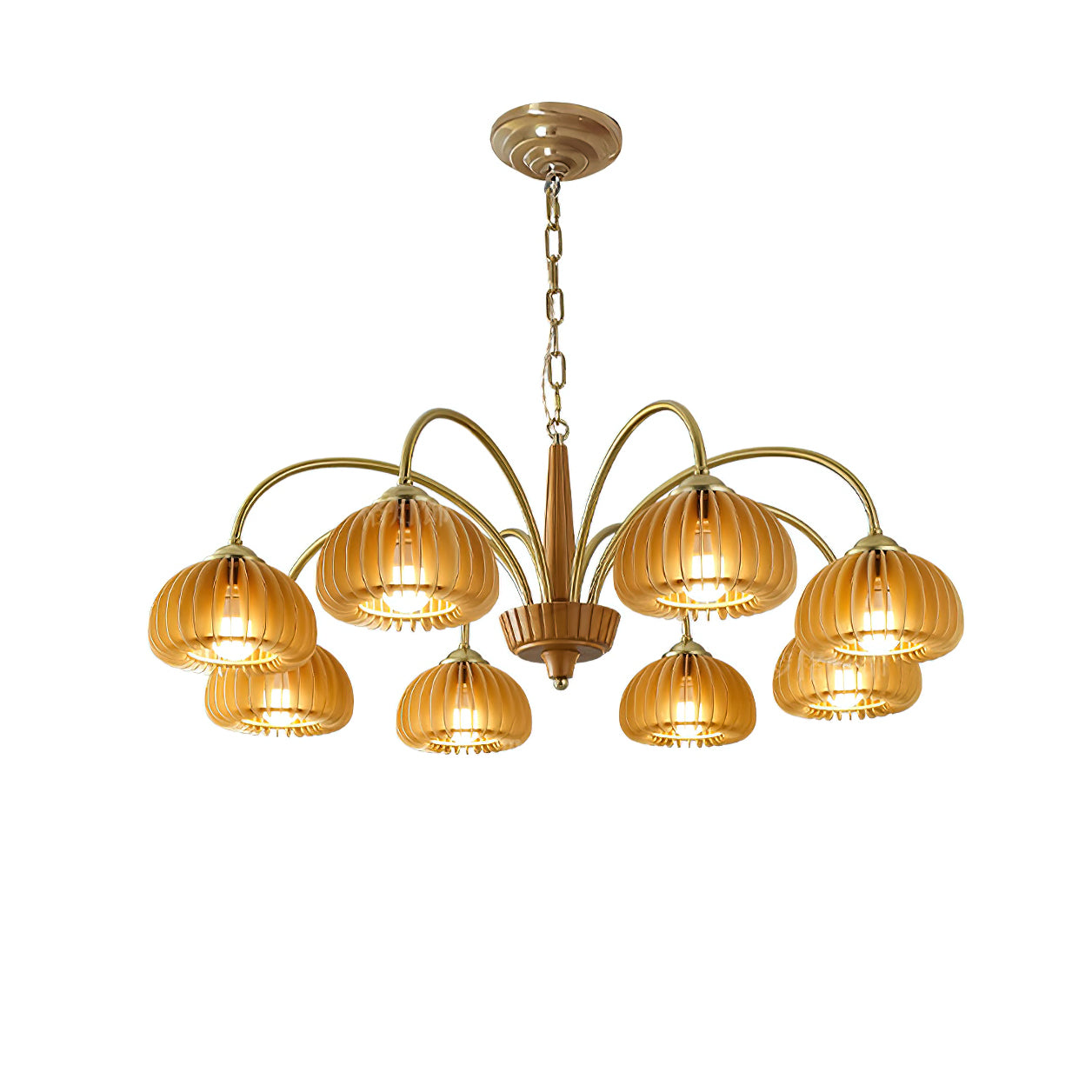 Autumn Glow Pumpkin Wooden Chandelier - Letslighting