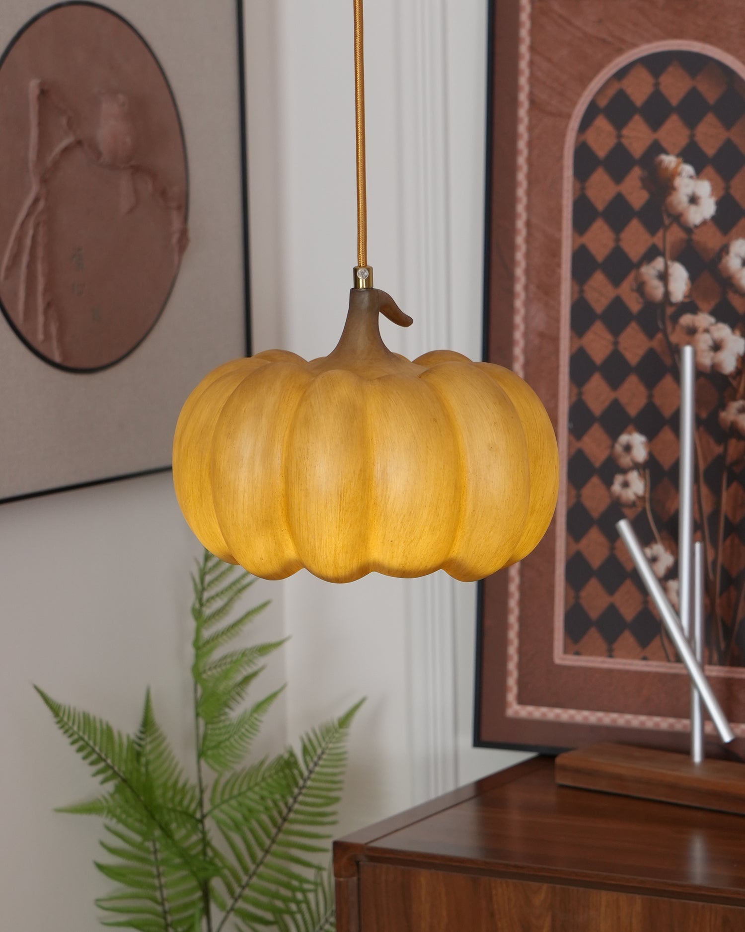 Duzy Pumpkin Pendant Lamp Resin Vintage Japanese - Letslighting