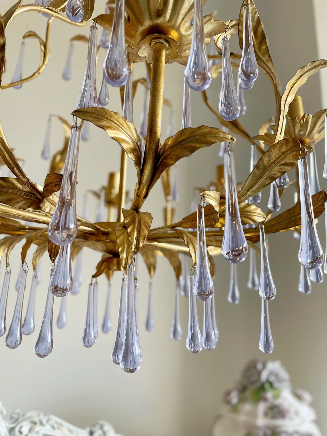 Ilvenel Postmodern Luxury Birdcage Purple Glass Chandelier - Lamp Copper