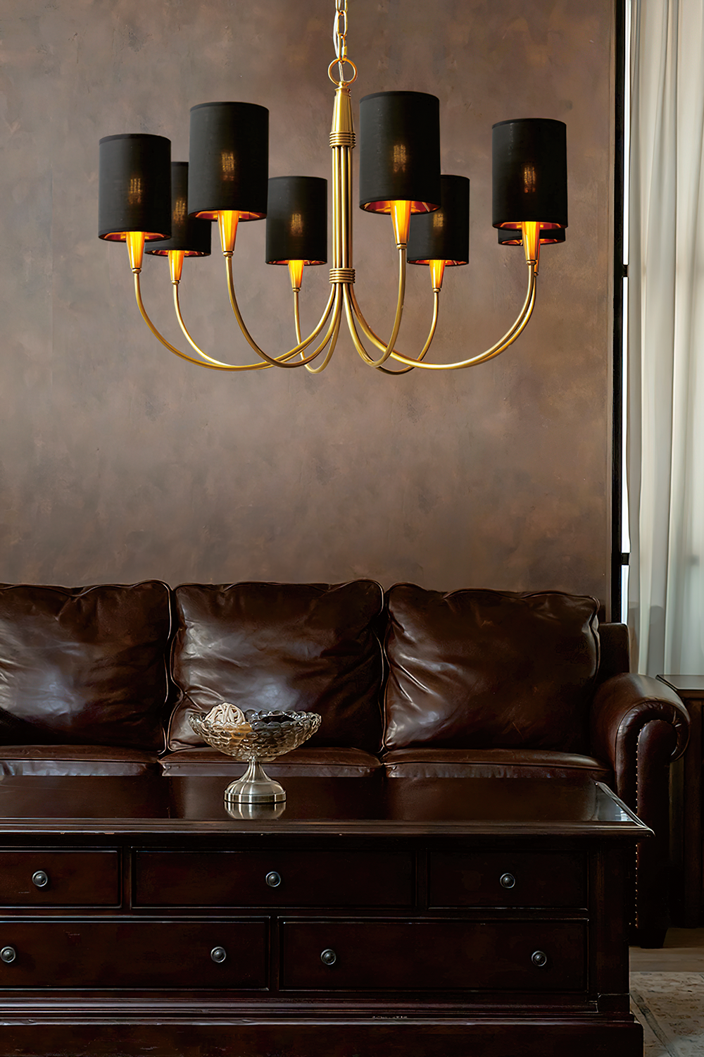 Armira Vintage Industrial Metal Fabric Chandelier - Lamp Copper