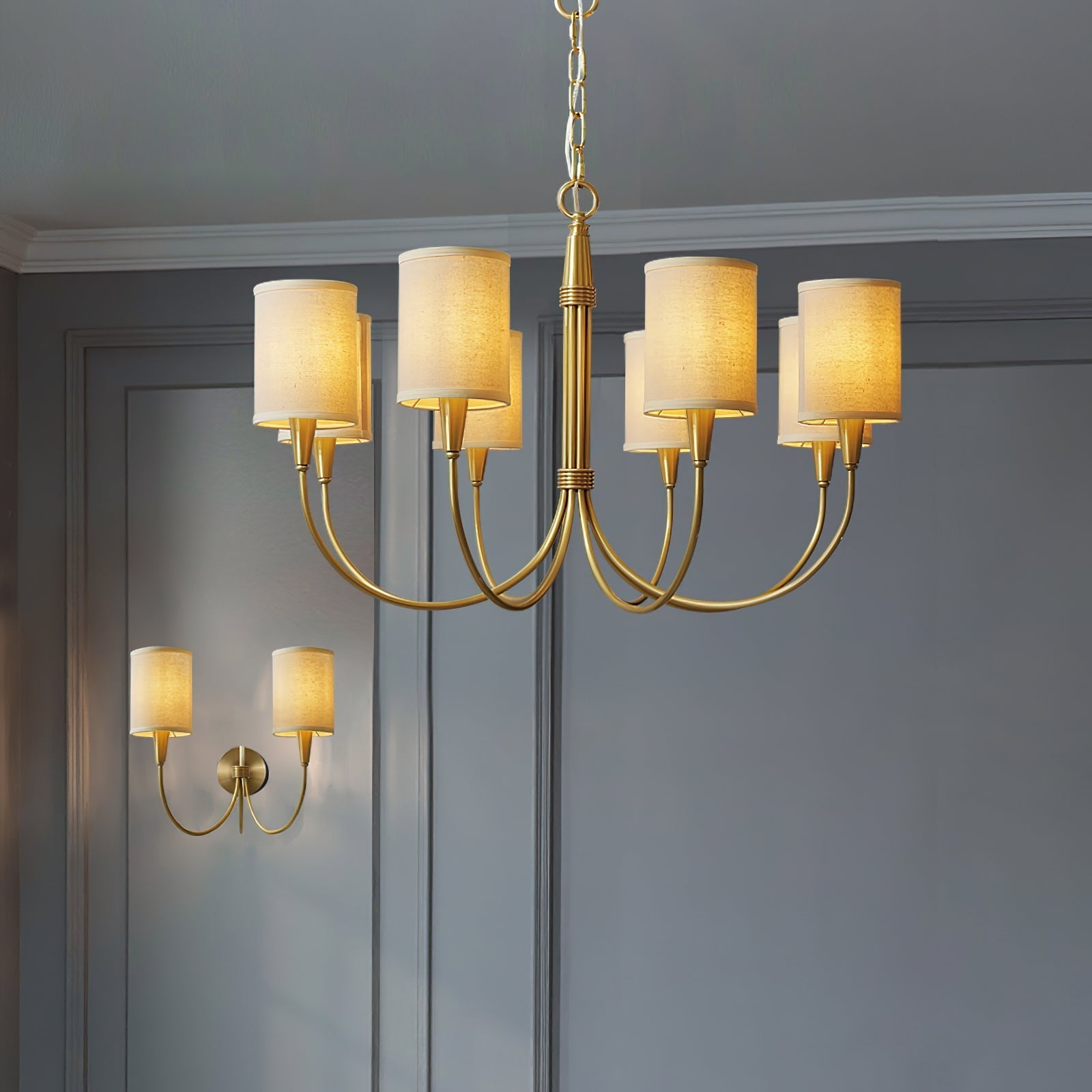 Armira Vintage Industrial Metal Fabric Chandelier - Lamp Copper