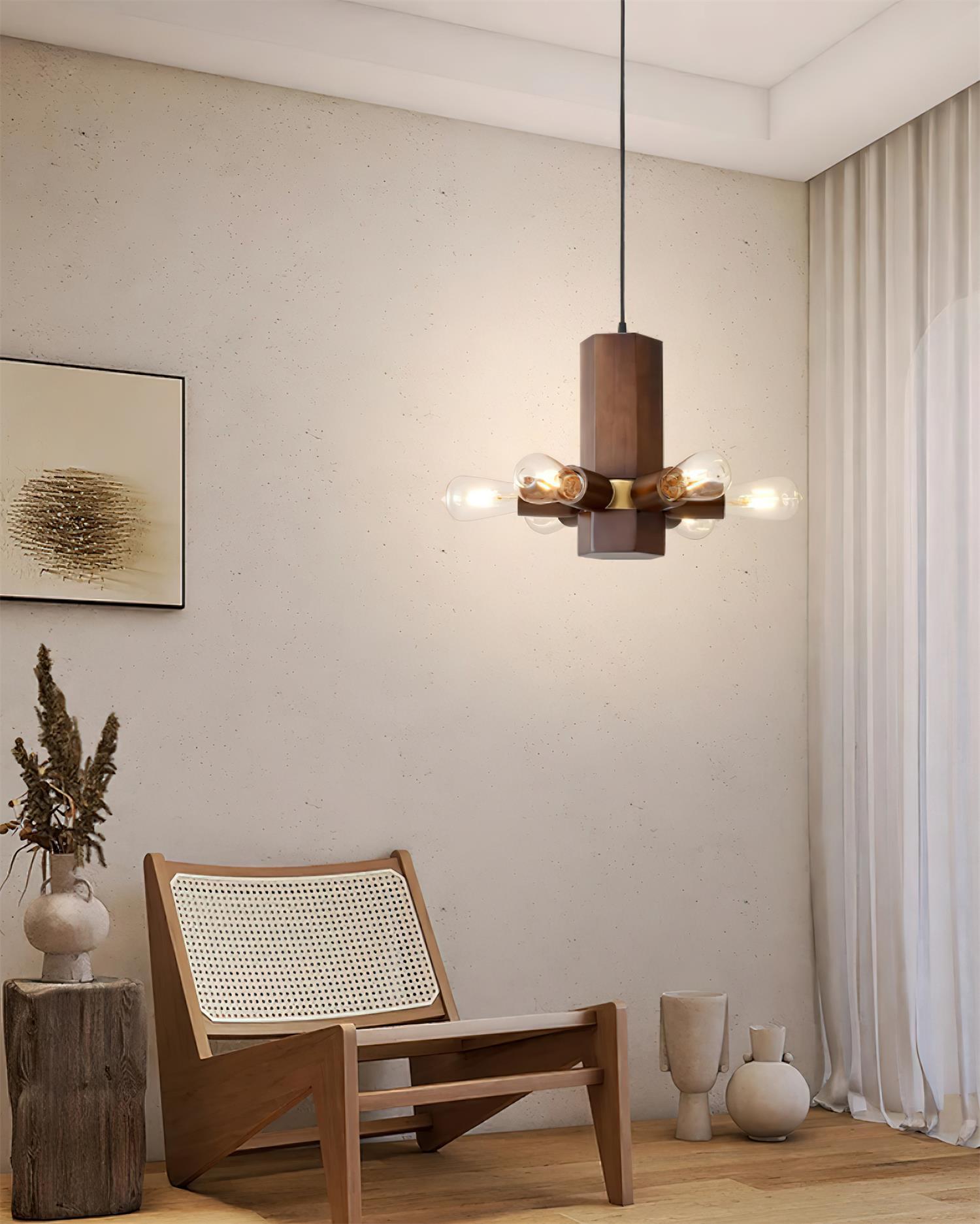 Radia Pendant Lamp Wood Exposed Industrial - Letslighting