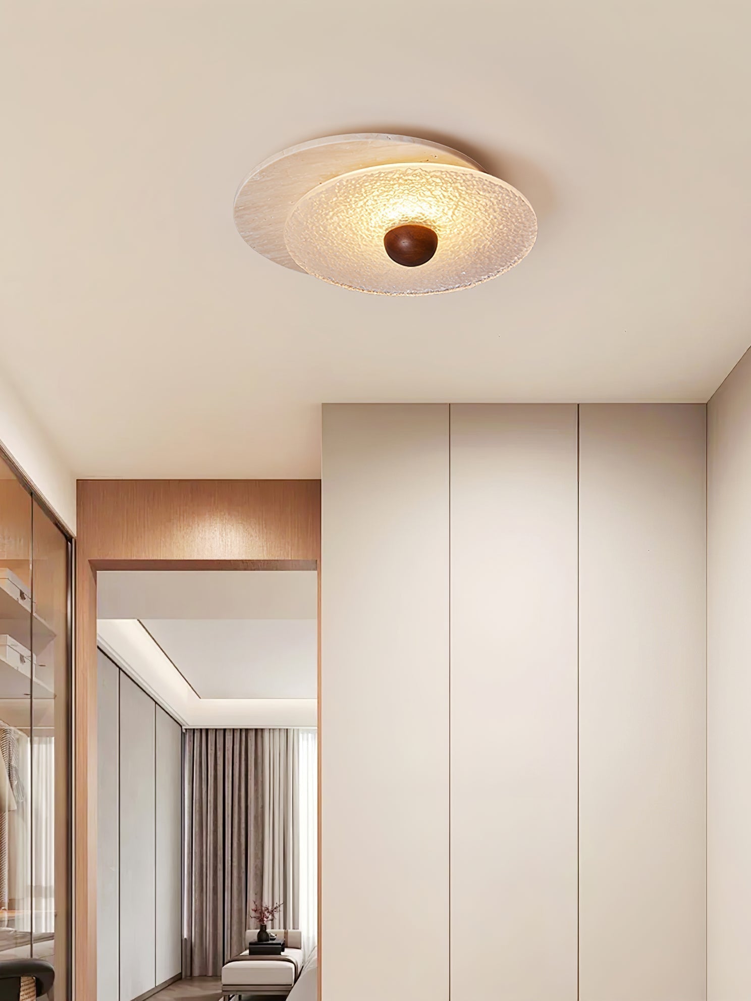Orlora Plafonnier Circulaire en Travertin - Neutralighting
