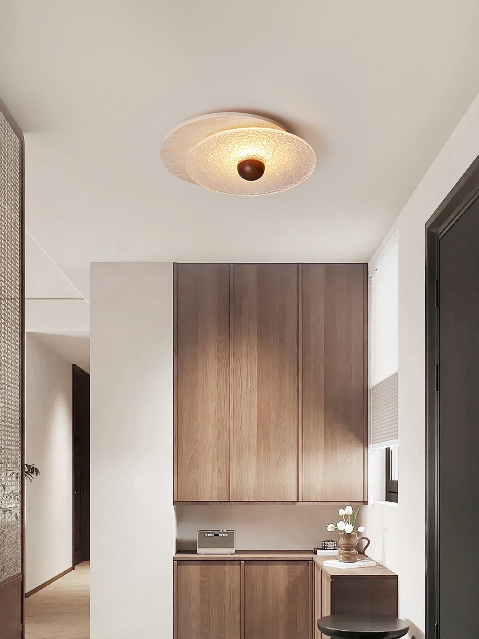 Orlora Plafonnier Circulaire en Travertin - Neutralighting