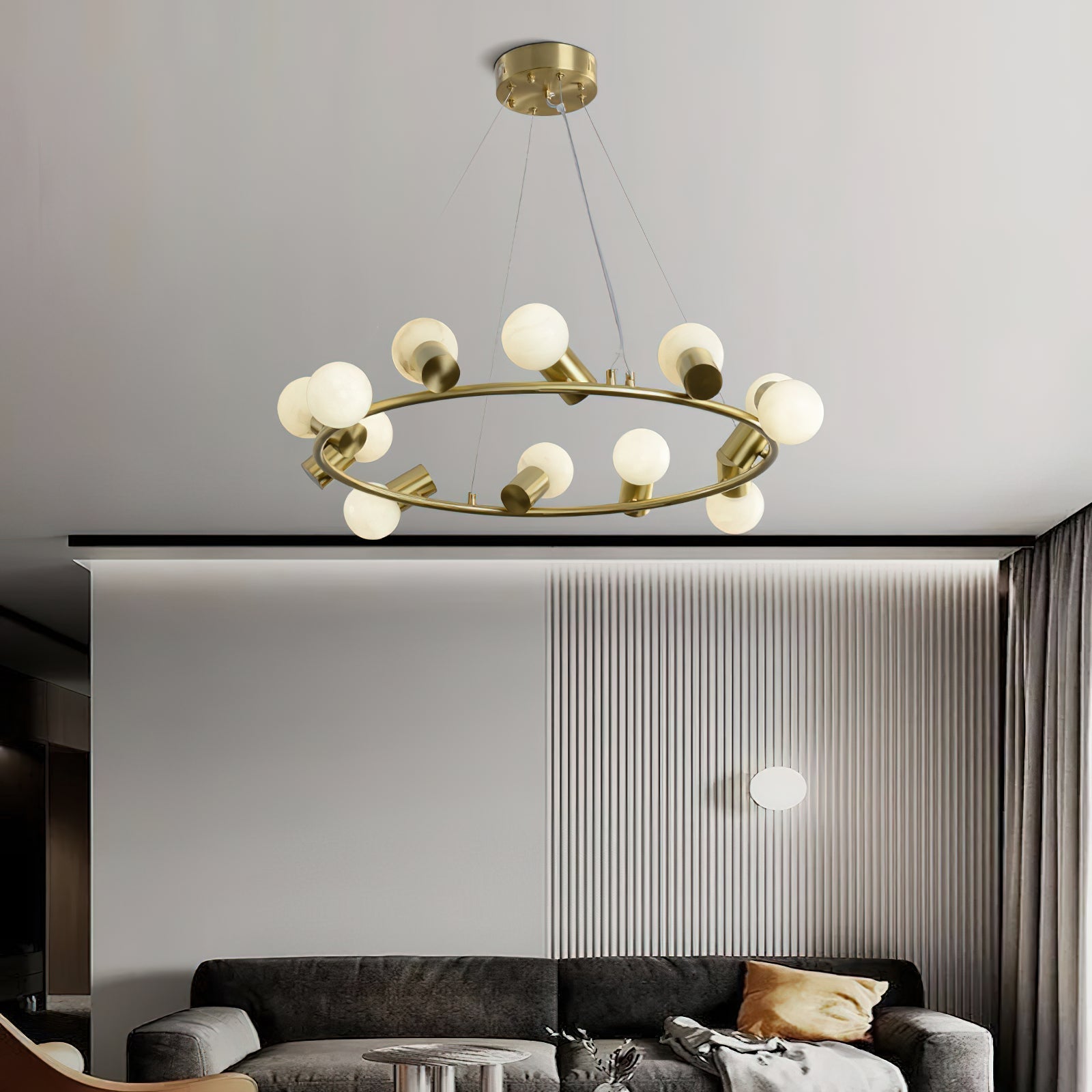Nyphaiel Postmodern Luxury Alabaster Chandelier - Lamp Copper