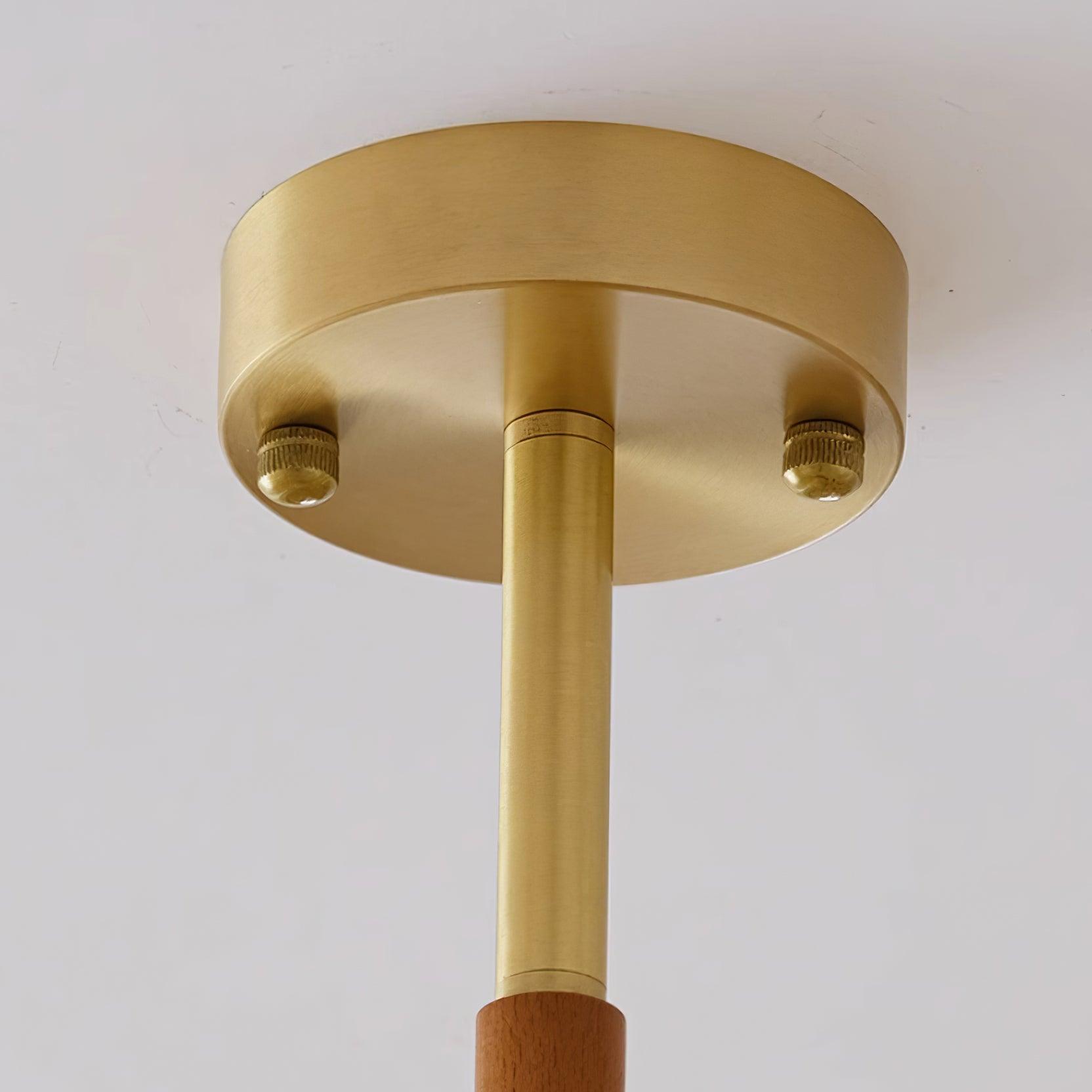 Raito Chandelier Glass Dome Wood Brass - Letslighting