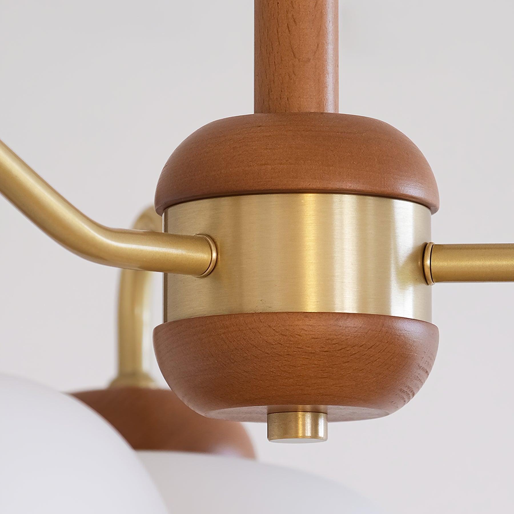 Raito Chandelier Glass Dome Wood Brass - Letslighting