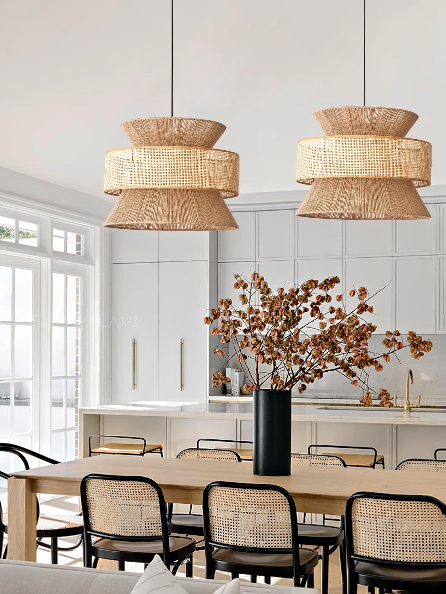 Ophelia Lustra Lampe Suspendue Rattan Tissé Élégante - Neutralighting