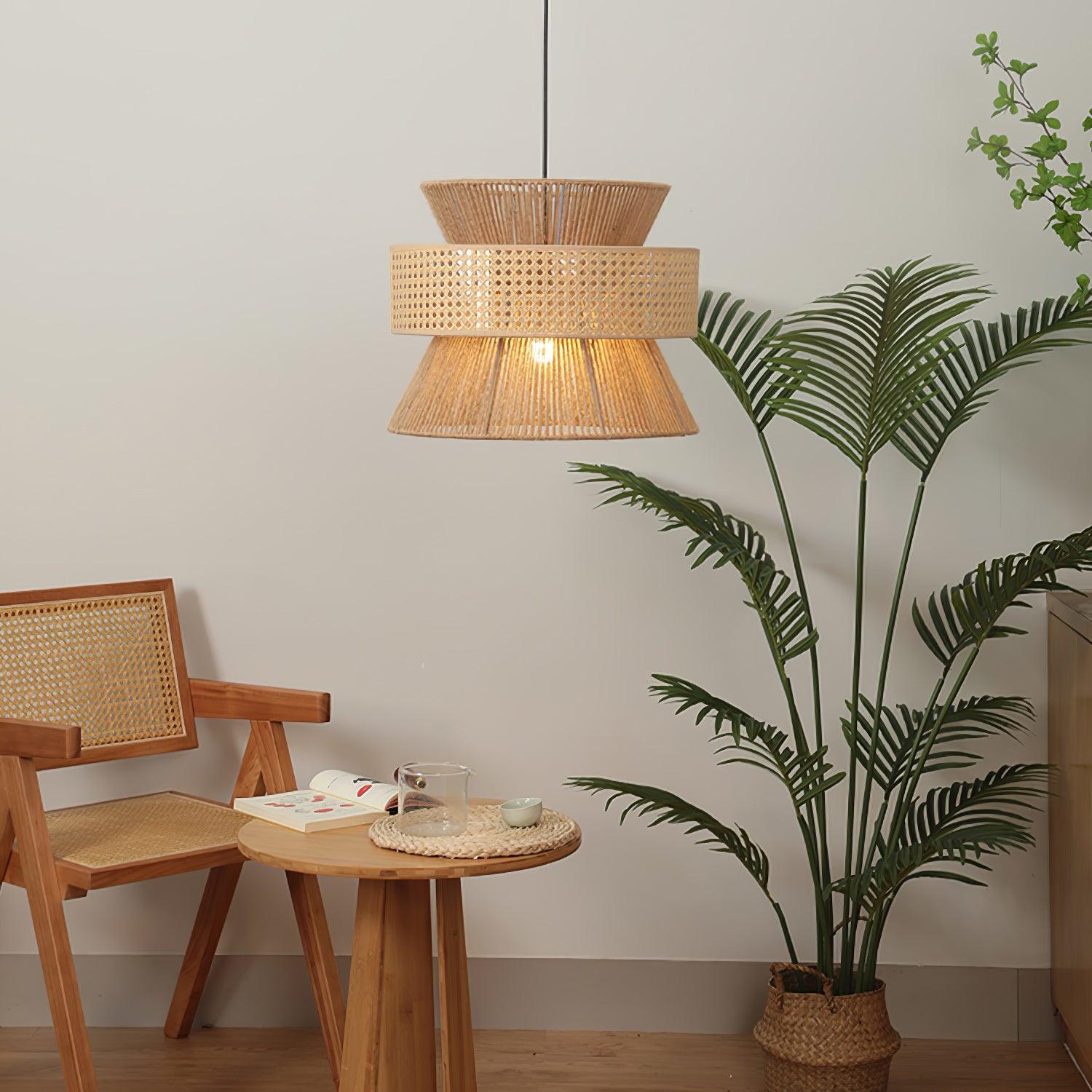 Ophelia Lustra Lampe Suspendue Rattan Tissé Élégante - Neutralighting