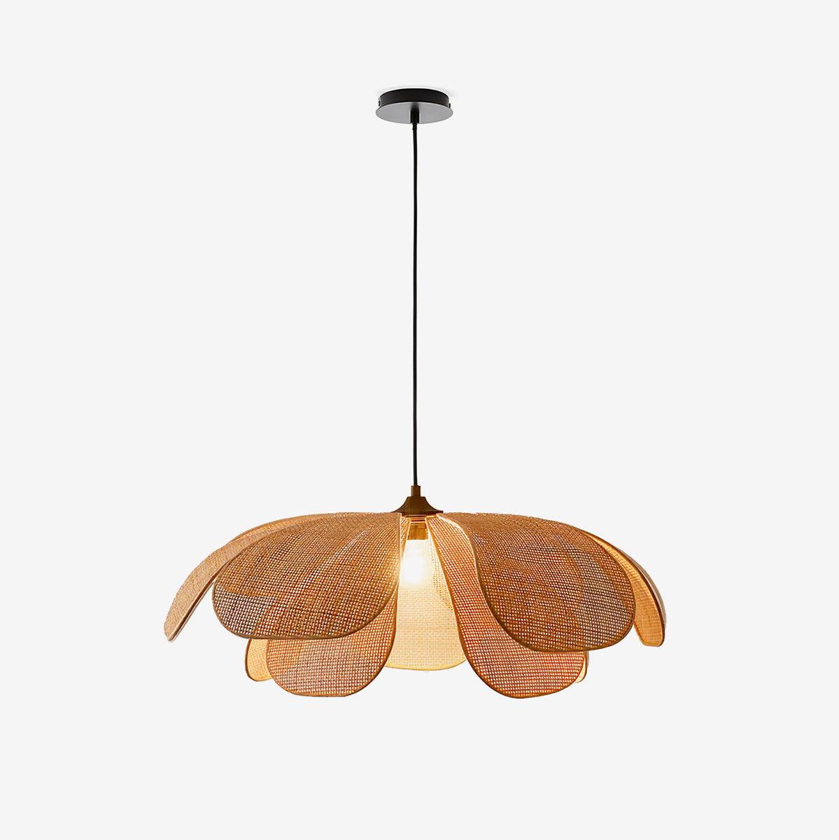 Eloria Lustra Lampe Suspendue Rattan Forme Pétale Élégante - Neutralighting