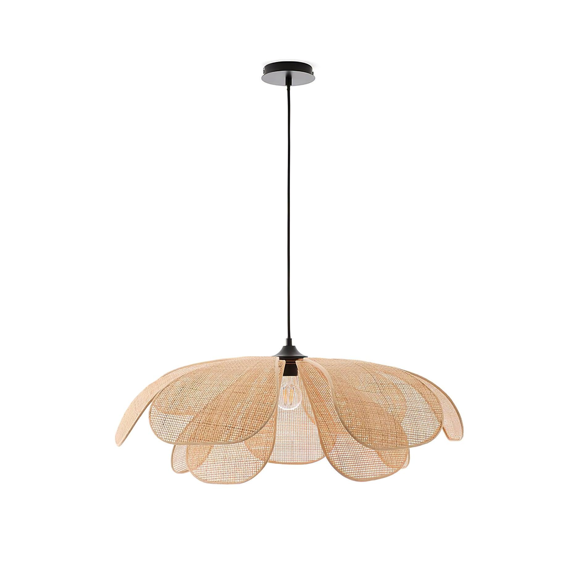 Eloria Lustra Lampe Suspendue Rattan Forme Pétale Élégante - Neutralighting