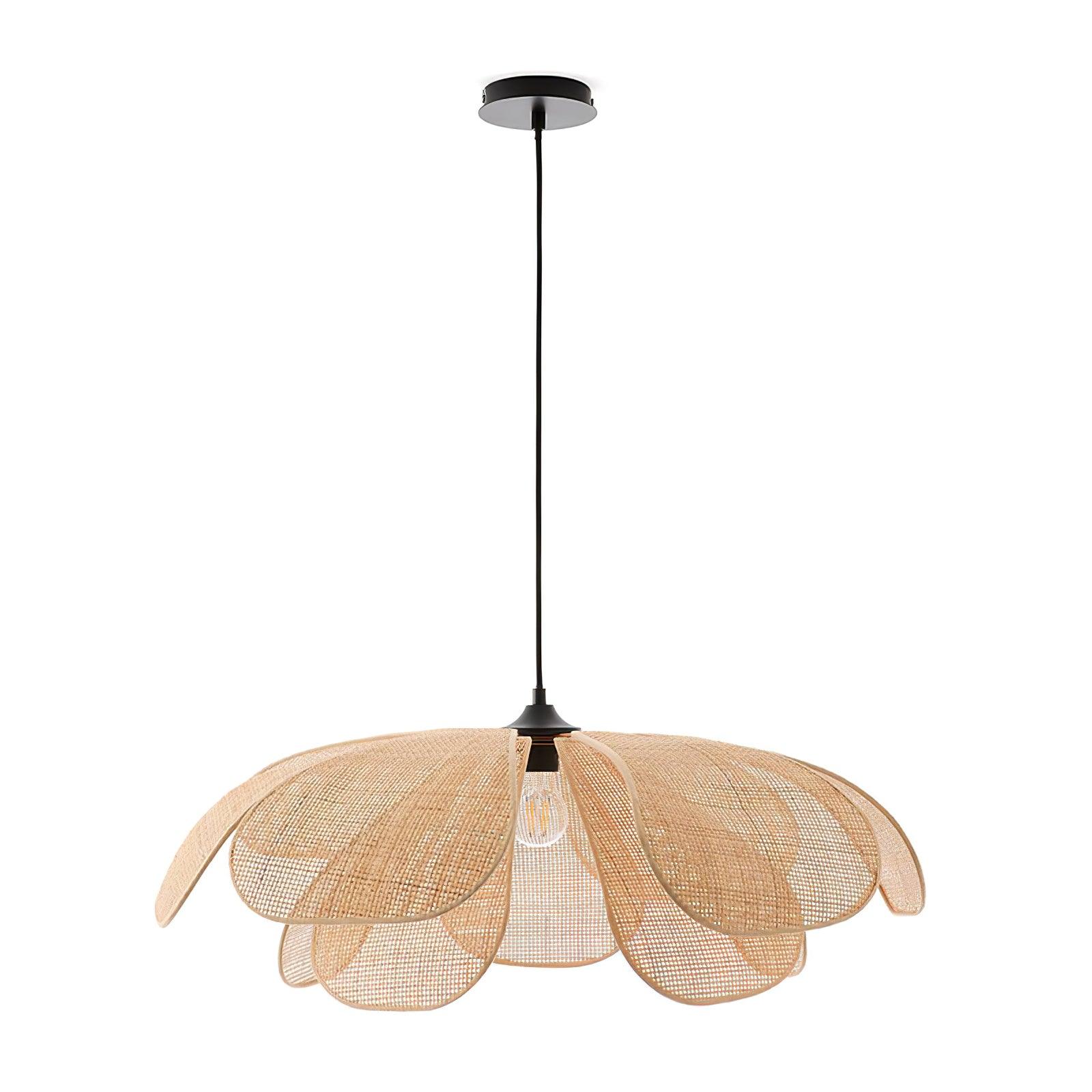 Eloria Lustra Lampe Suspendue Rattan Forme Pétale Élégante - Neutralighting