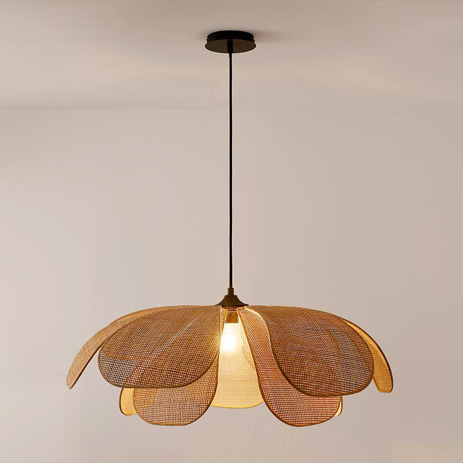 Eloria Lustra Lampe Suspendue Rattan Forme Pétale Élégante - Neutralighting