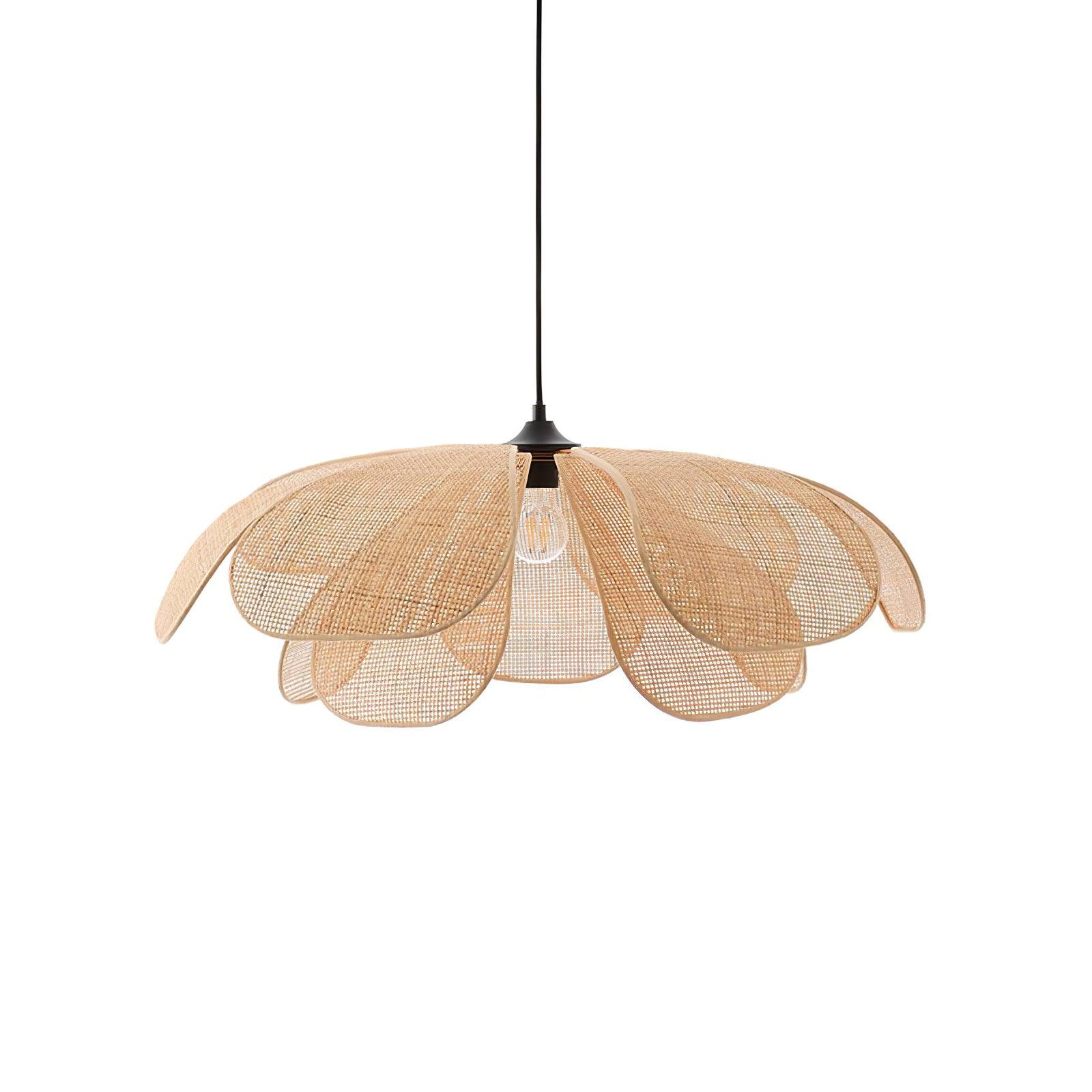 Eloria Lustra Lampe Suspendue Rattan Forme Pétale Élégante - Neutralighting