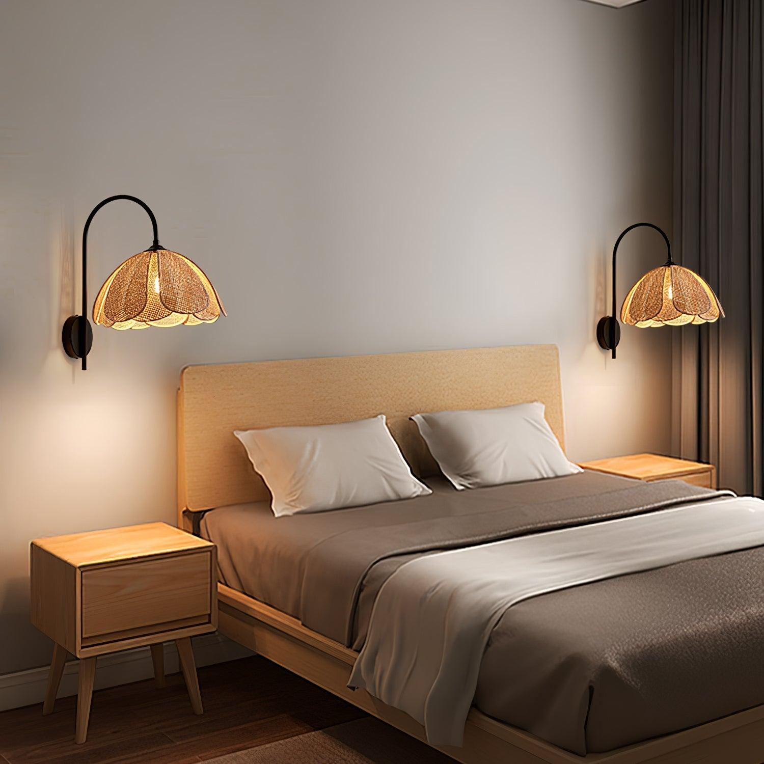 Edria Lustra Applique Murale Rattan Forme Pétale Élégante - Neutralighting