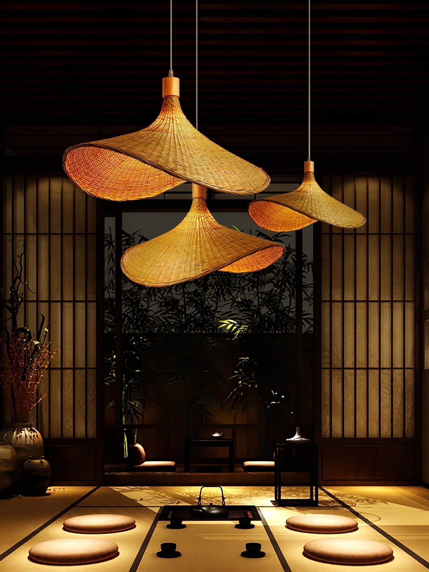 Rattan Weave Hat Pendant Light - Blowlighting