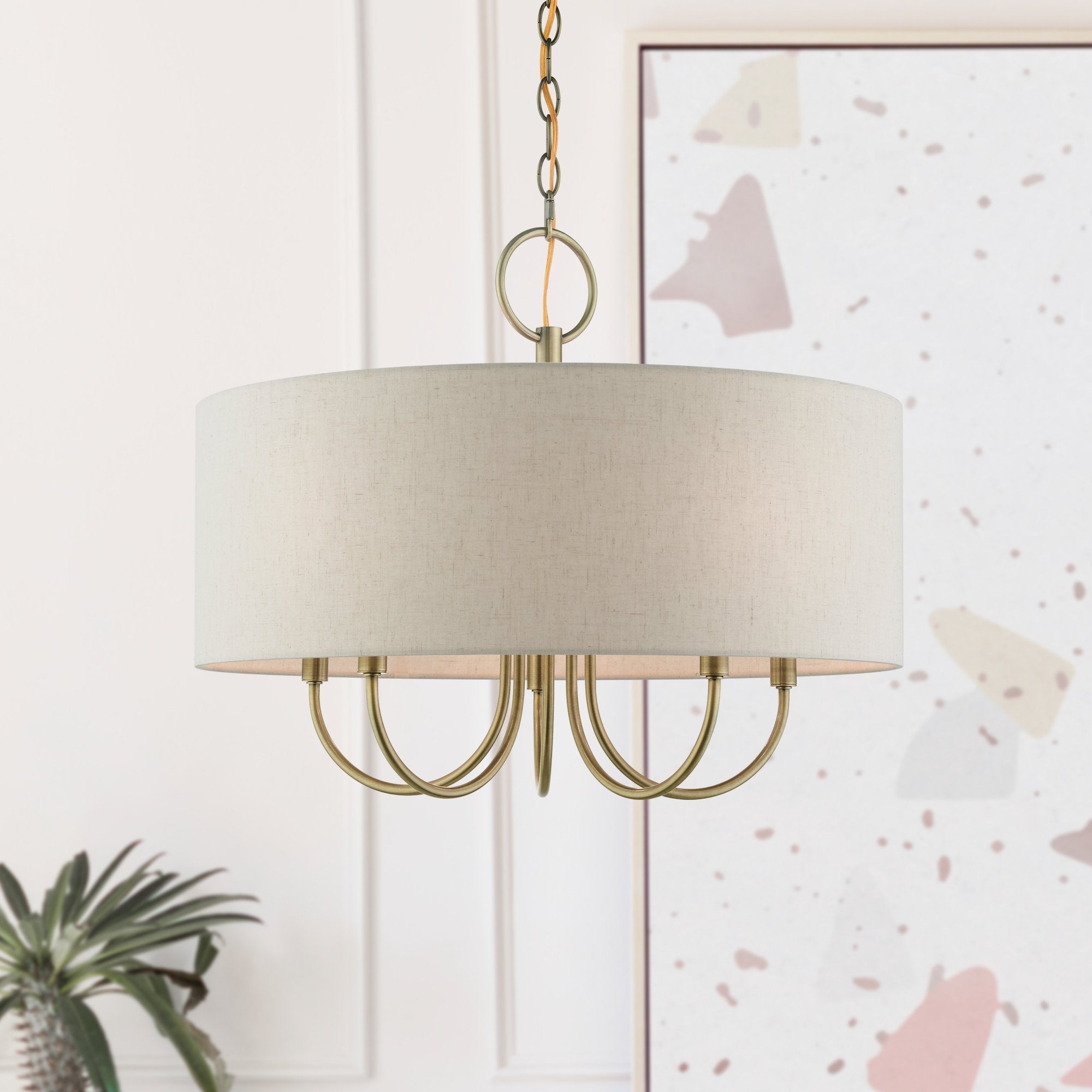 Ovyneth Classic Vintage Drum Fabric Chandelier - Lamp Copper