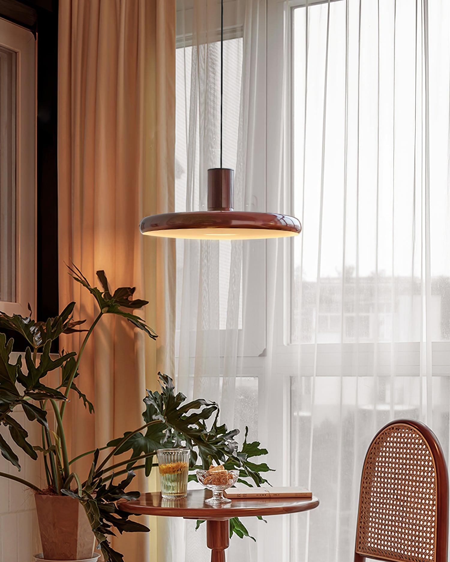 Frisbee Lampe Pendante Aluminium Rouge Industriel - Neutralighting