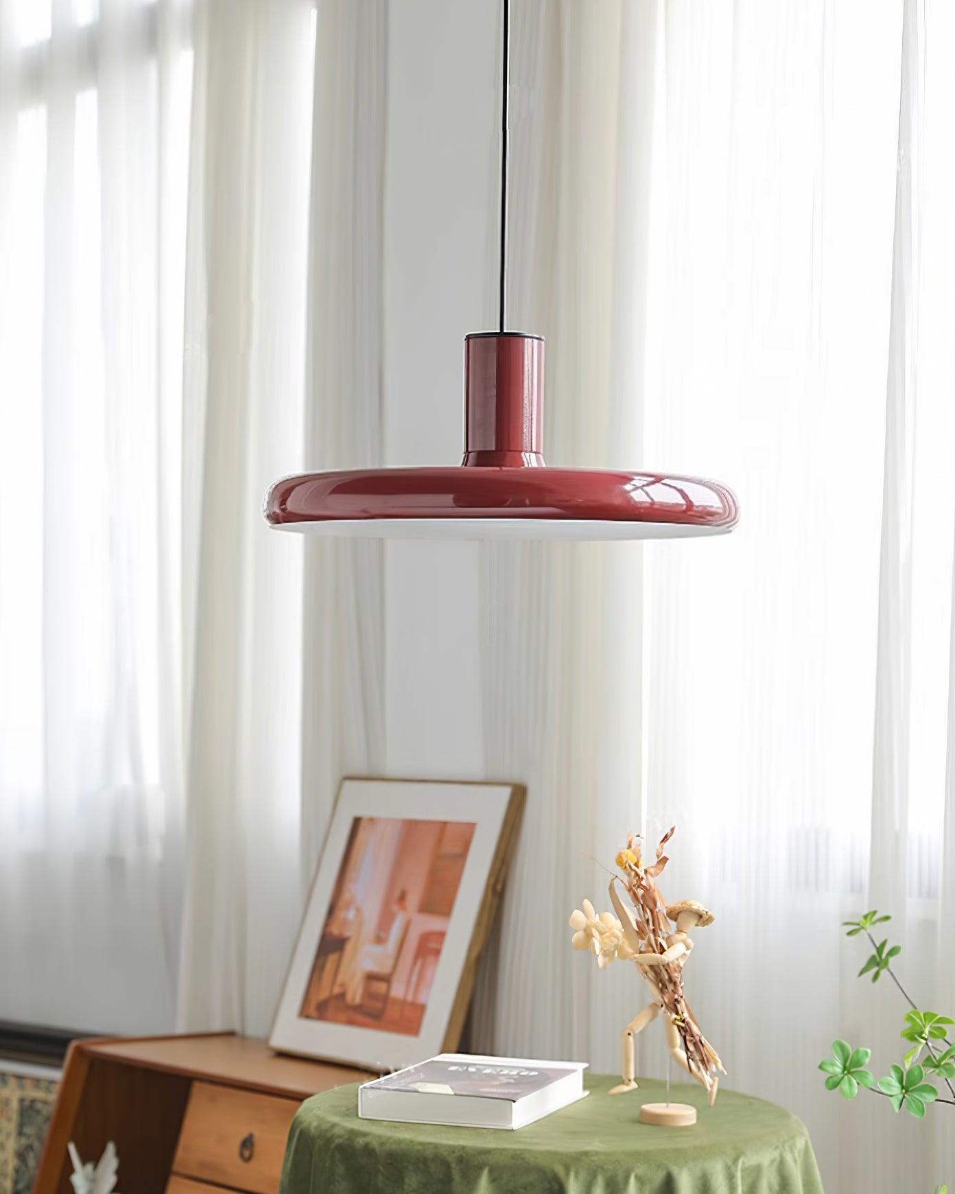Frisbee Lampe Pendante Aluminium Rouge Industriel - Neutralighting