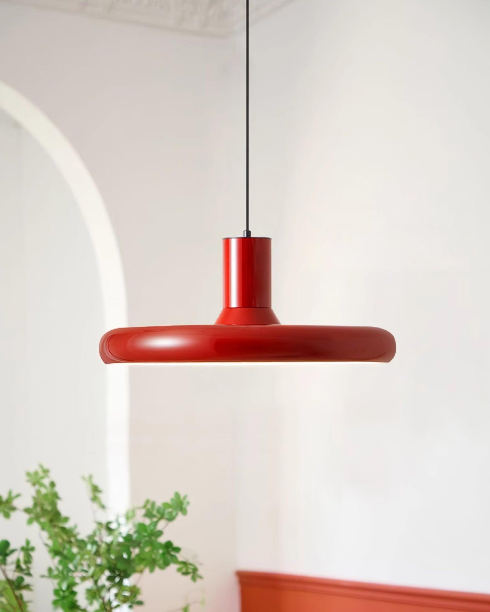 Frisbee Lampe Pendante Aluminium Rouge Industriel - Neutralighting