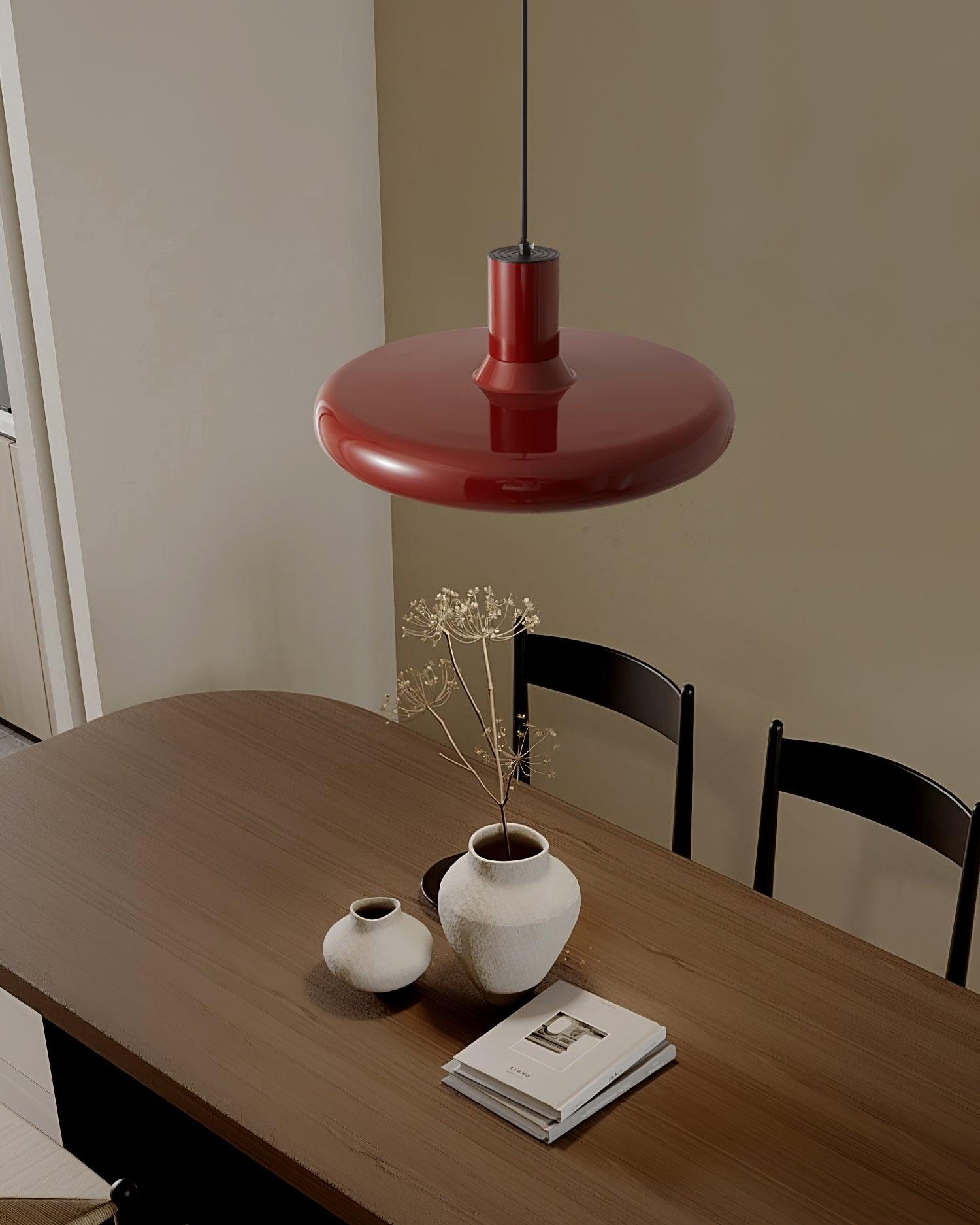 Frisbee Lampe Pendante Aluminium Rouge Industriel - Neutralighting