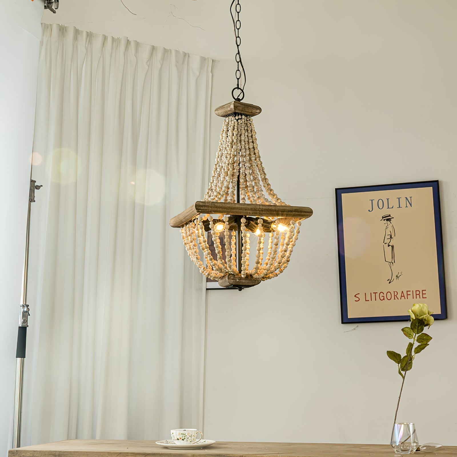 Aursorir Postmodern Luxury Wooden Metal Chandelier - Lamp Copper