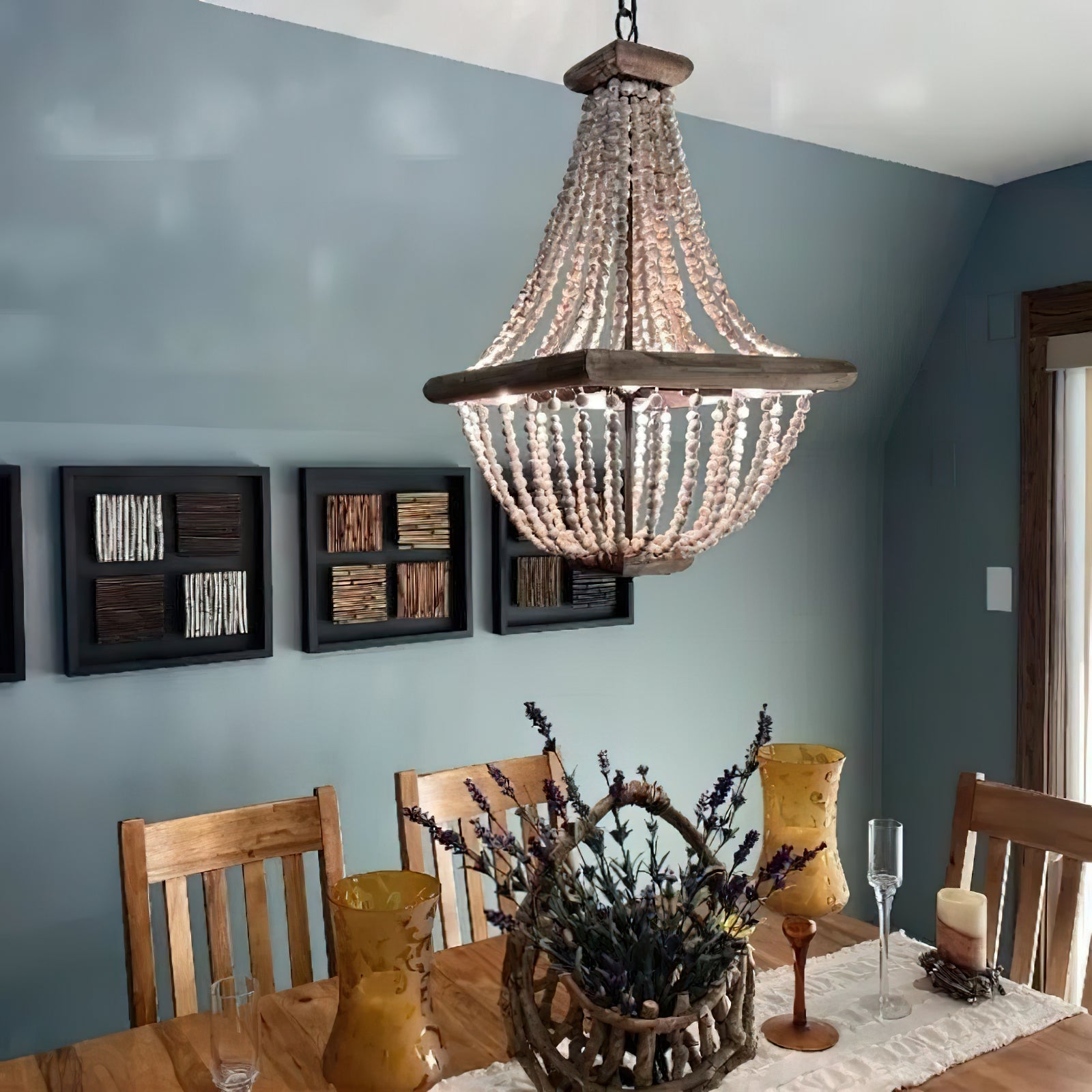 Aursorir Postmodern Luxury Wooden Metal Chandelier - Lamp Copper