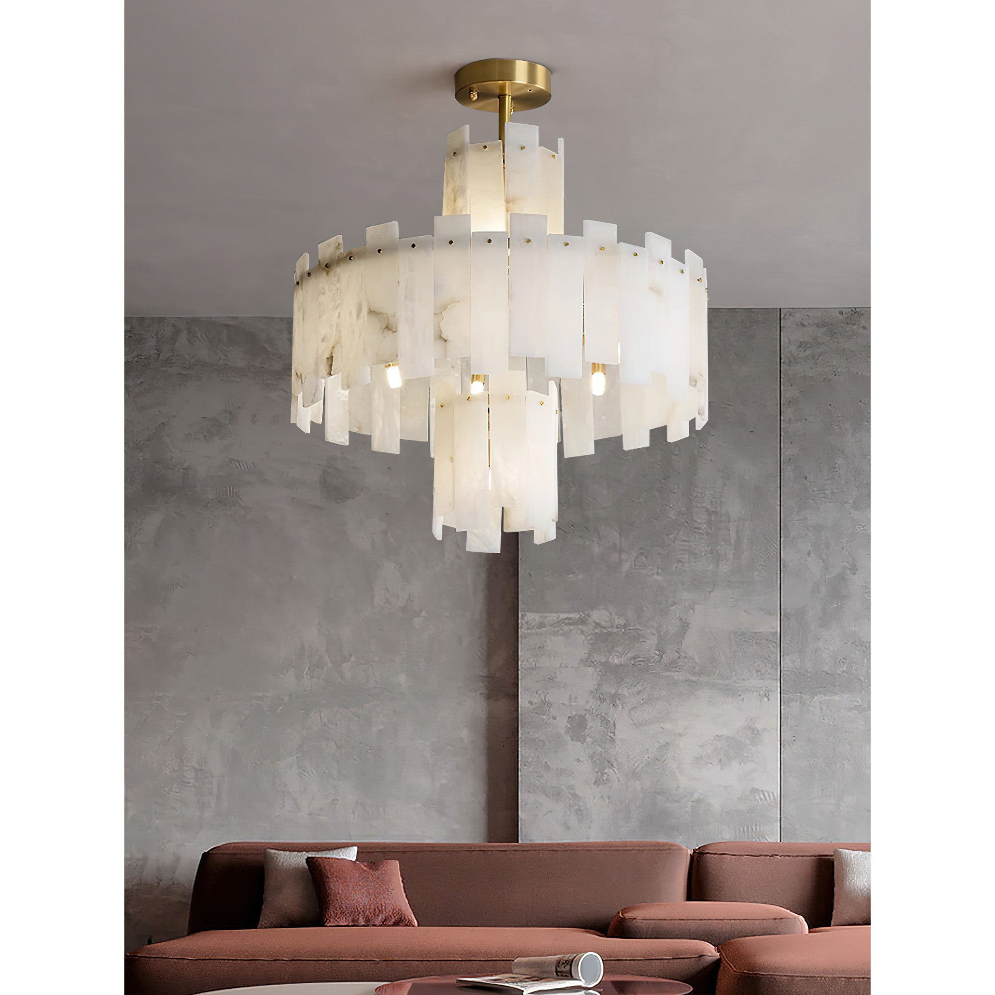 Zosolia Lustre Postmoderne Luxe Laiton Alabastre - Neutralighting