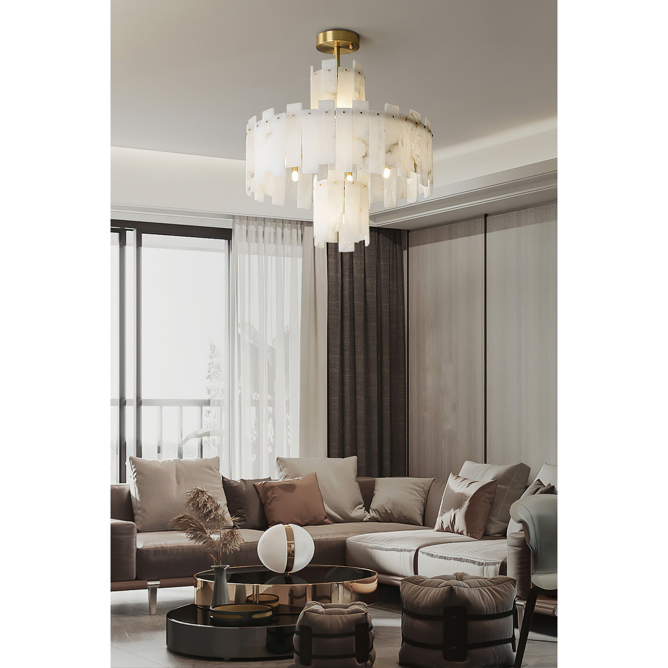 Zosolia Lustre Postmoderne Luxe Laiton Alabastre - Neutralighting