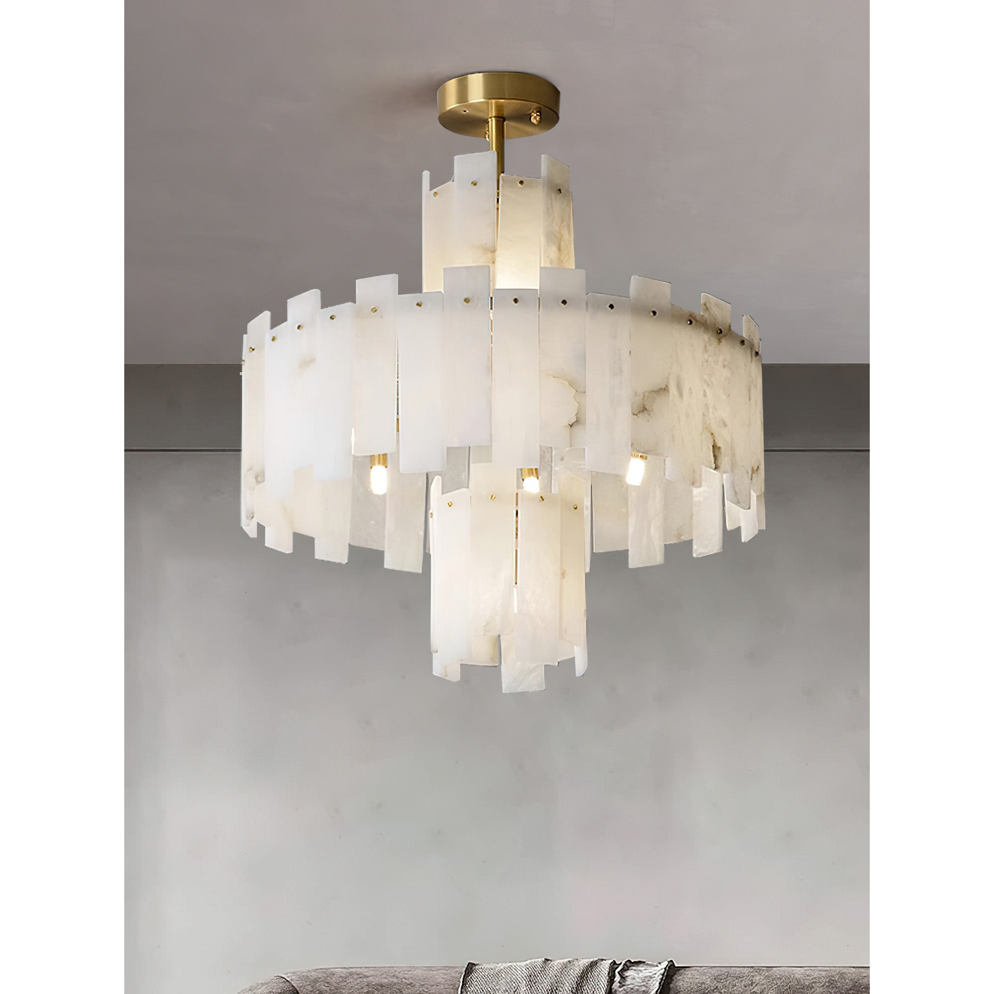 Zosolia Lustre Postmoderne Luxe Laiton Alabastre - Neutralighting