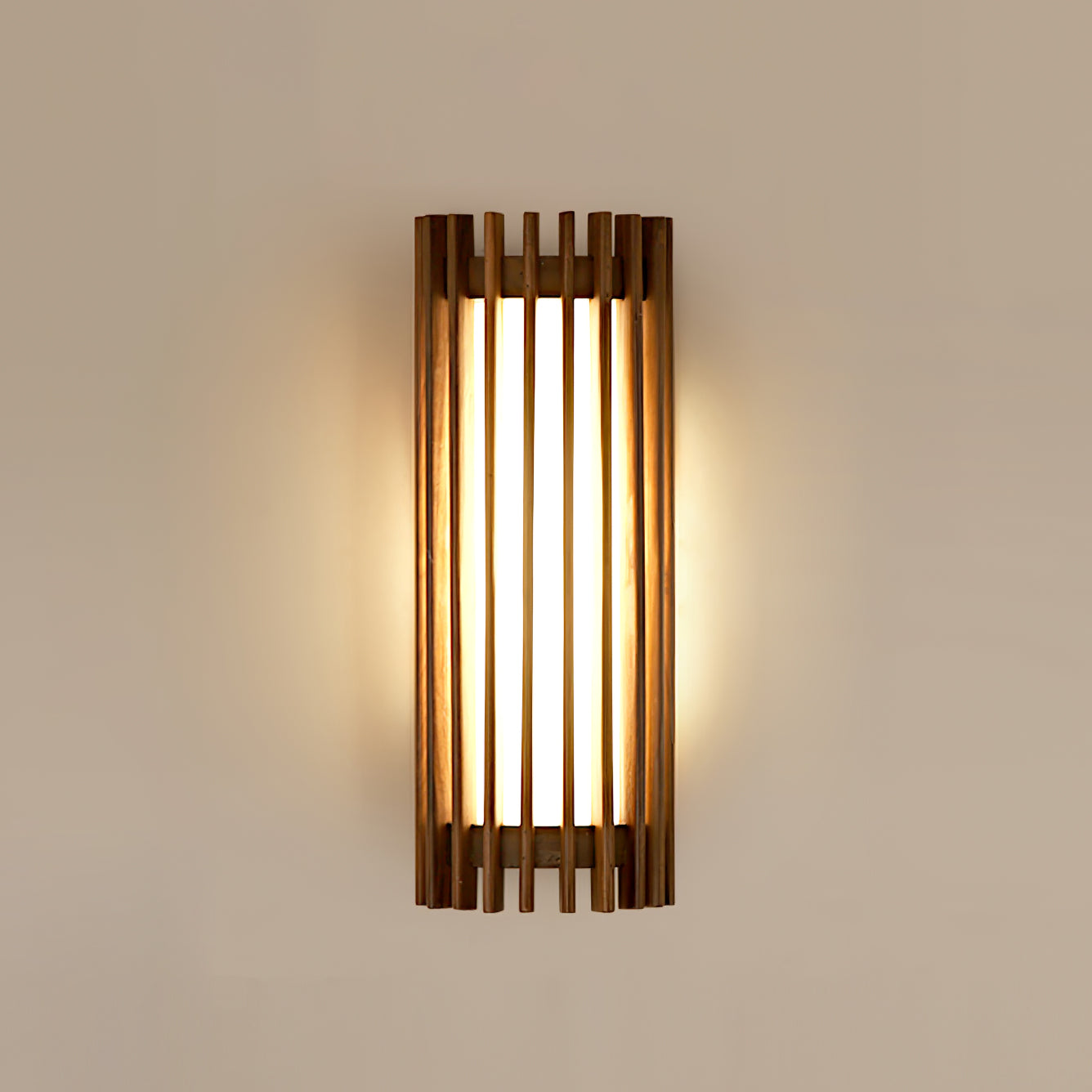 Veyno Lampe murale à lattes en bois - Neutralighting