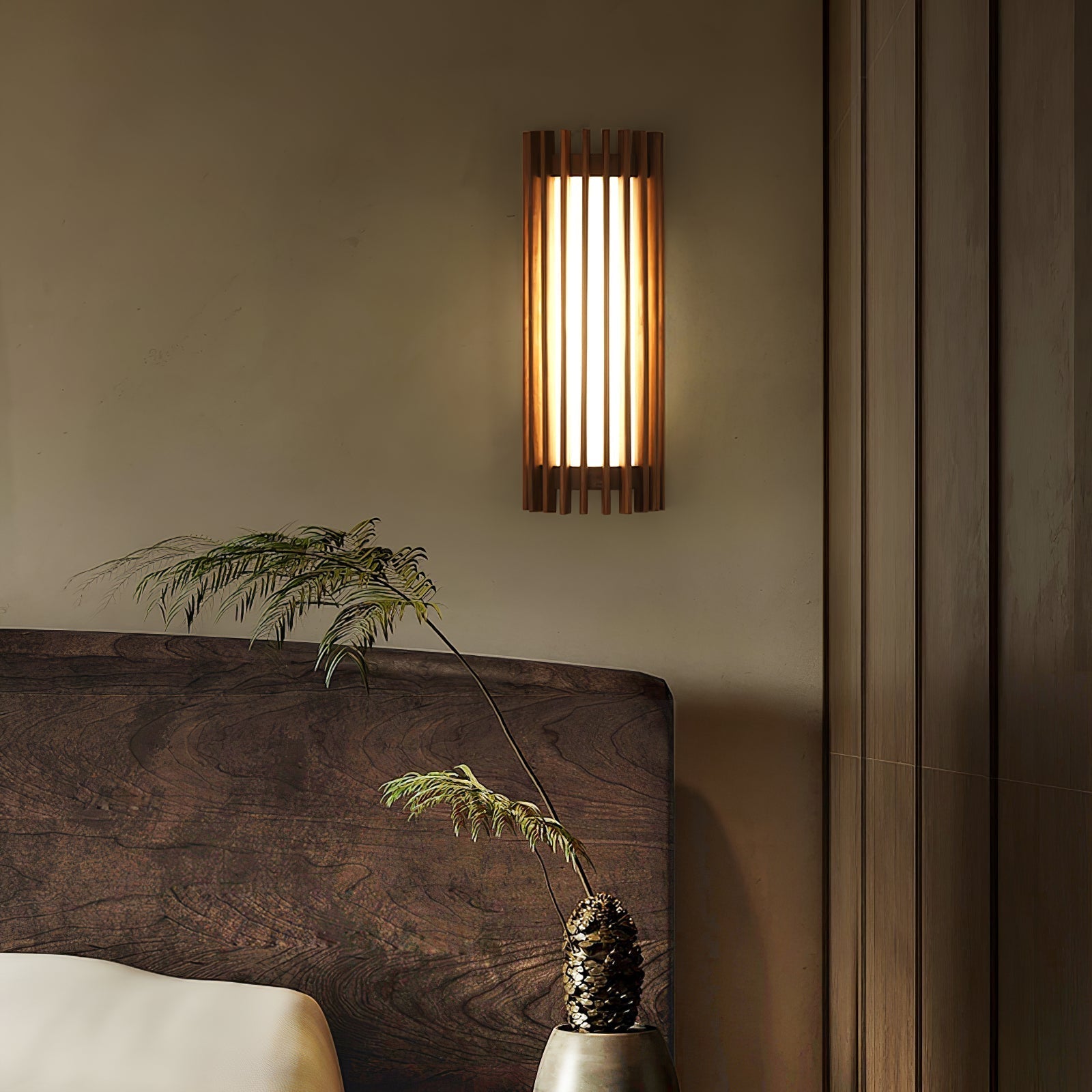 Veyno Lampe murale à lattes en bois - Neutralighting