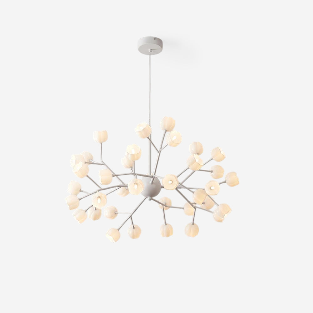 Elora Chandelier Élégant Fleurs Blanches - Neutralighting