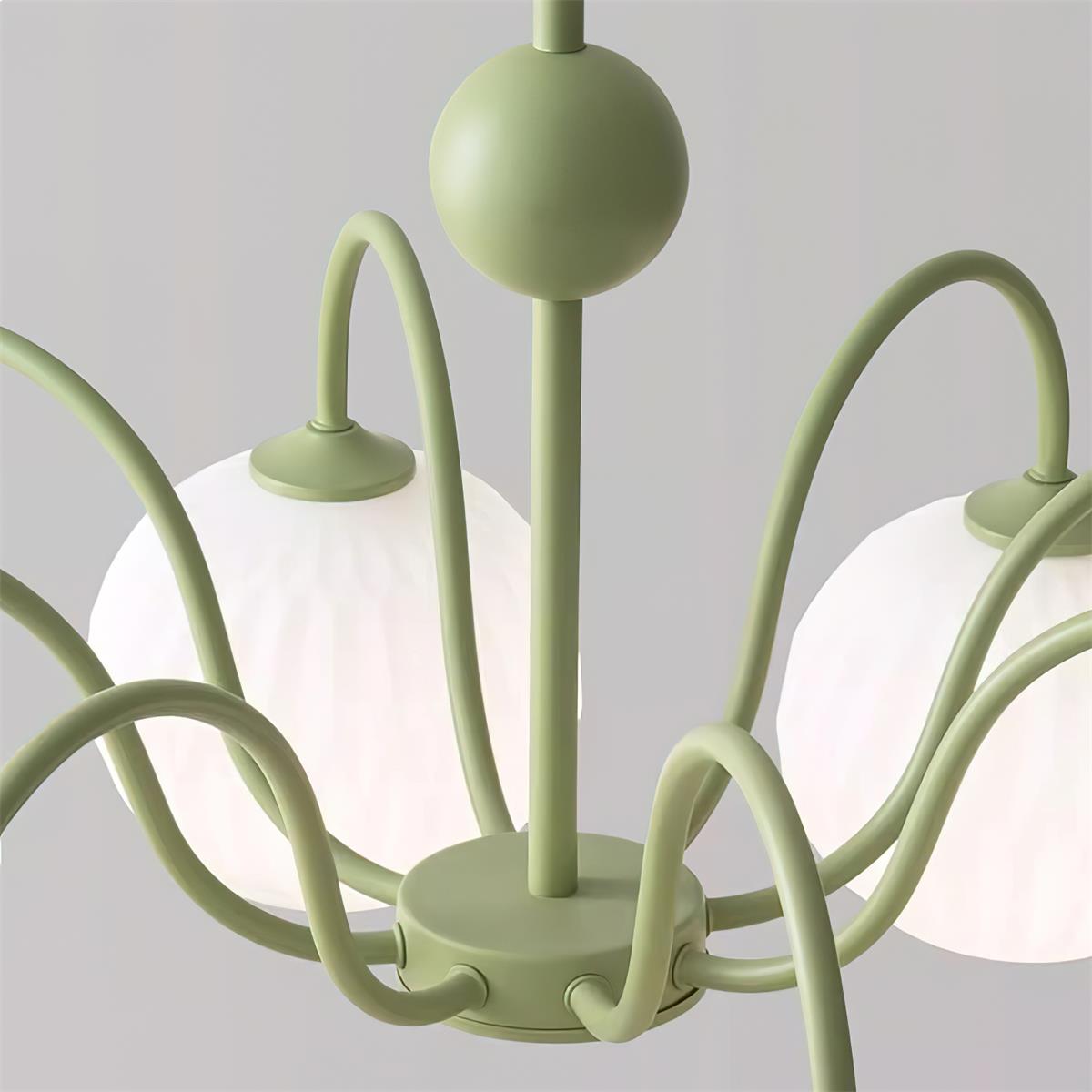 Lustra Chandelier Moderne à 8 Lumières en Verre Ridé Vert - Neutralighting
