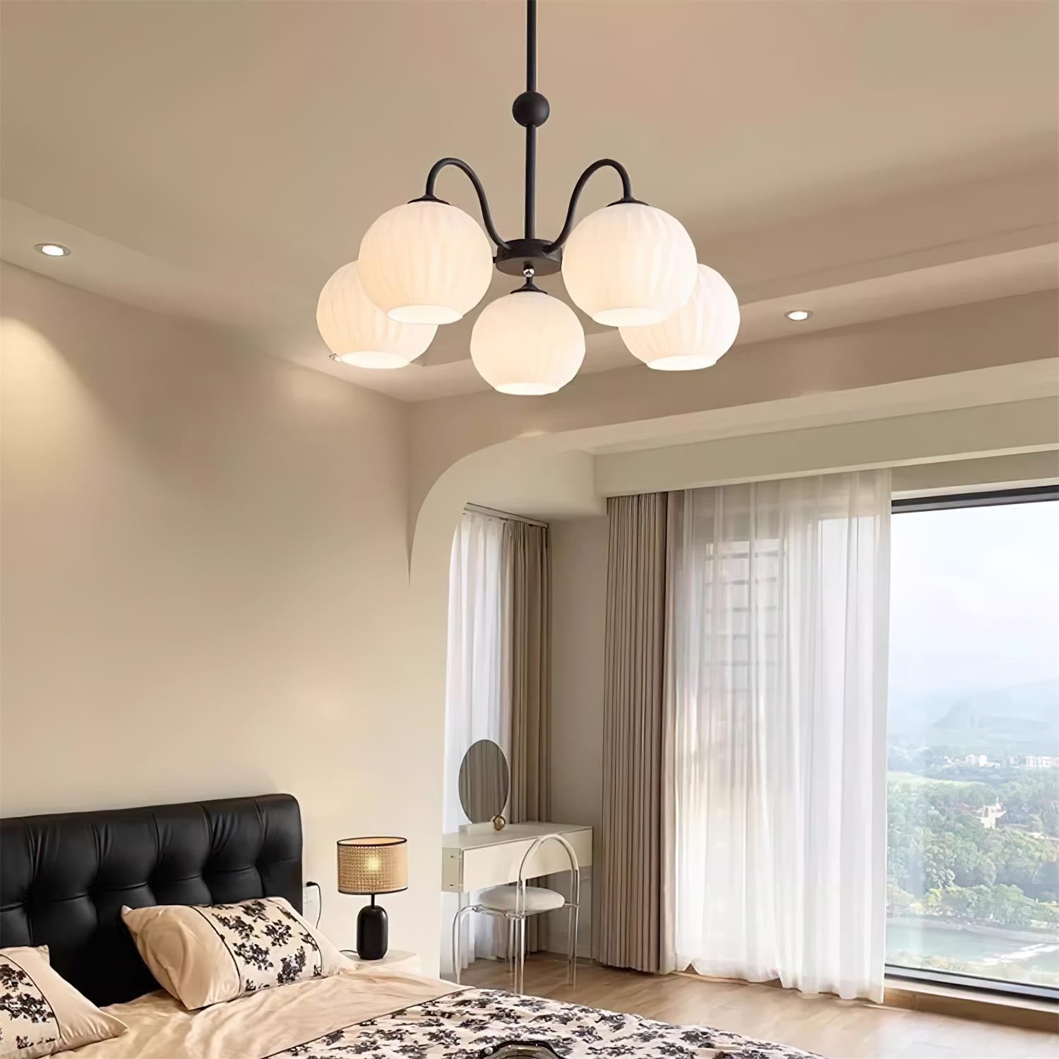 Lustra Chandelier Moderne à 8 Lumières en Verre Ridé Vert - Neutralighting