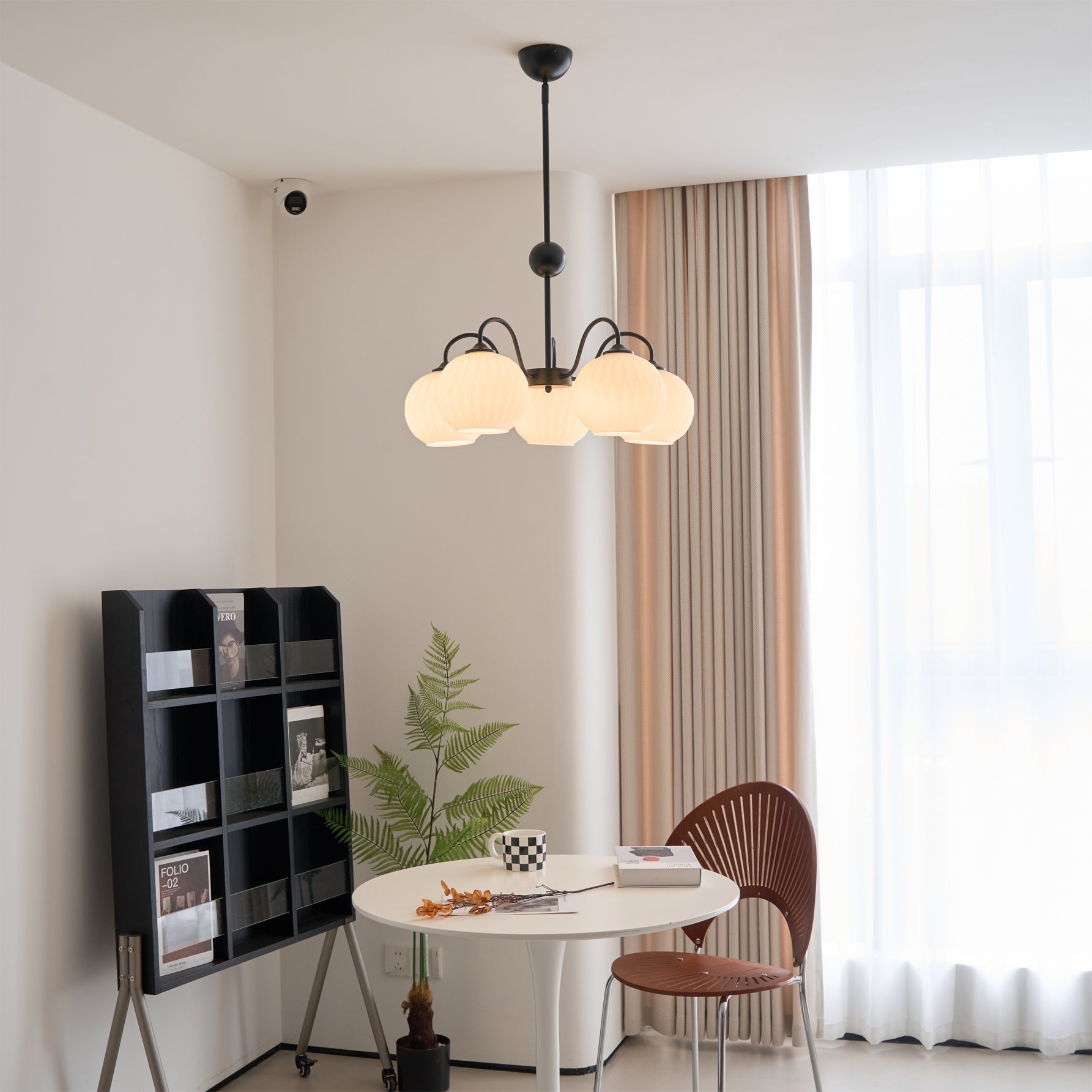 Lustra Chandelier Moderne à 8 Lumières en Verre Ridé Vert - Neutralighting