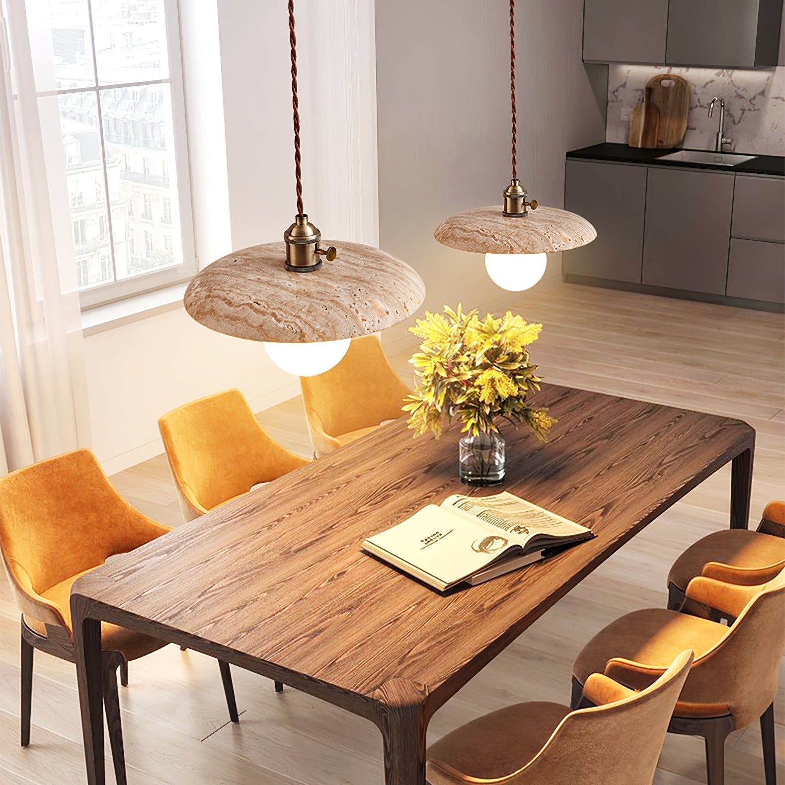 Nico Minimalist Travertine Pendant Light - Neutralighting