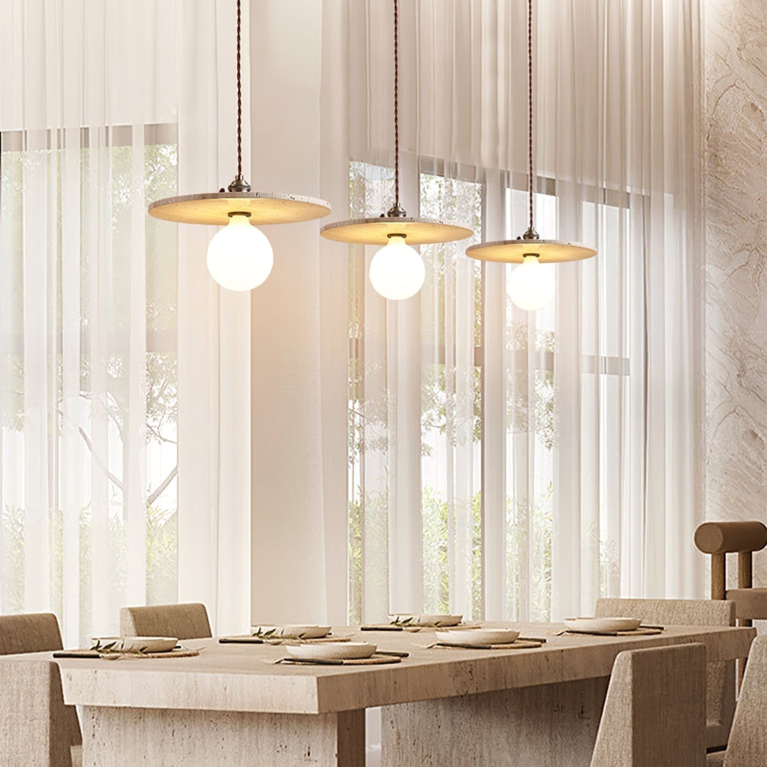 Nico Minimalist Travertine Pendant Light - Neutralighting