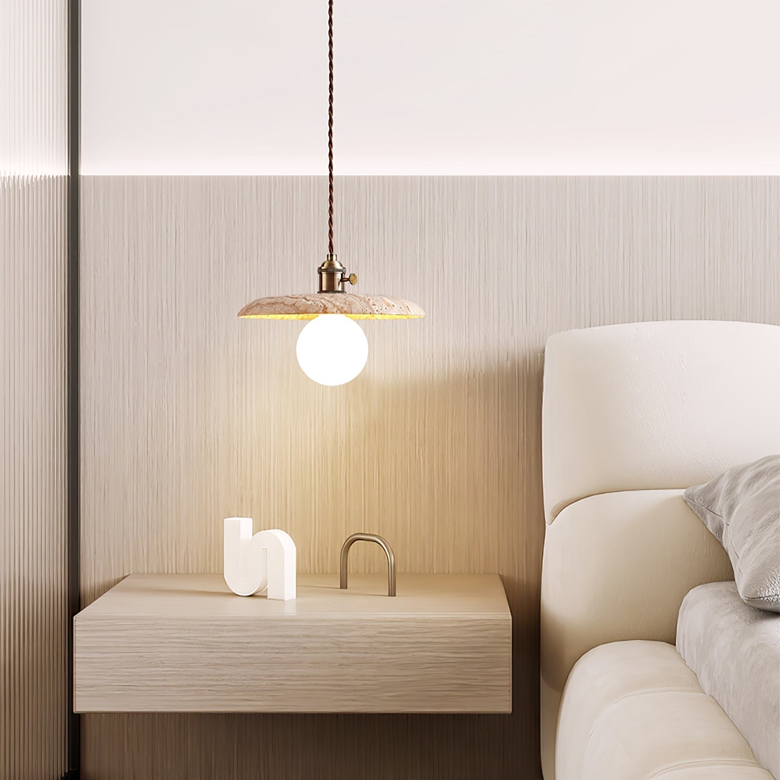 Nico Minimalist Travertine Pendant Light - Neutralighting