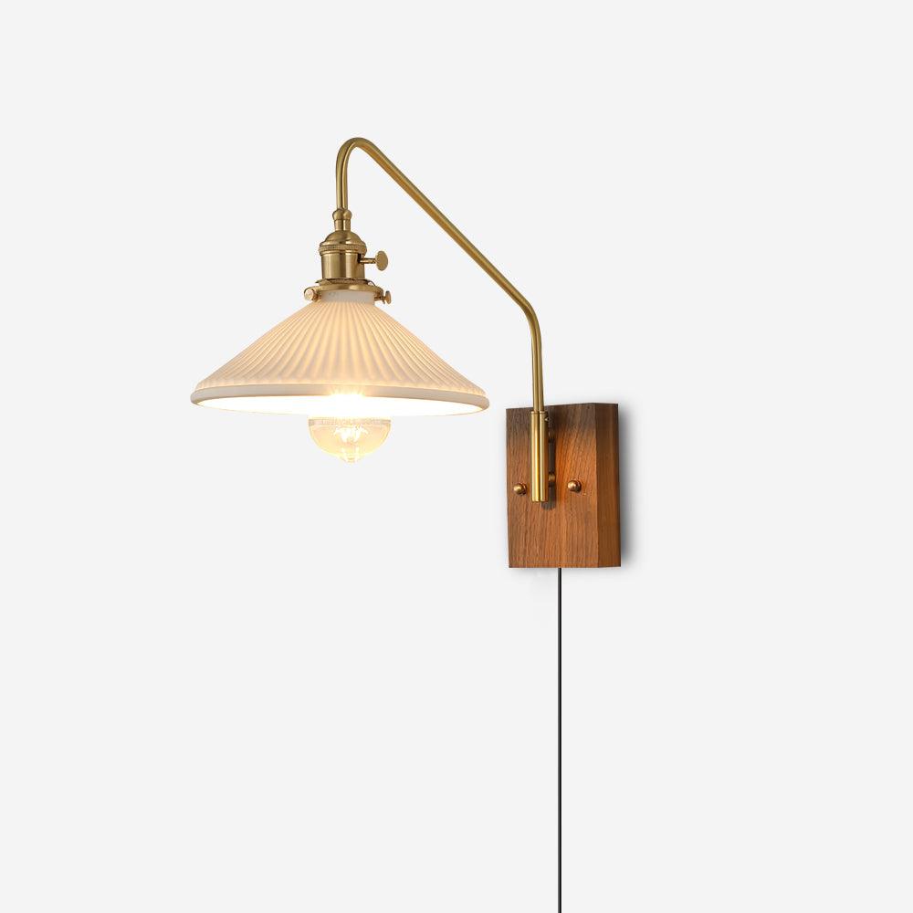 Haloen Applique murale rétro à brancher avec laiton, élégance française en noyer - Neutralighting