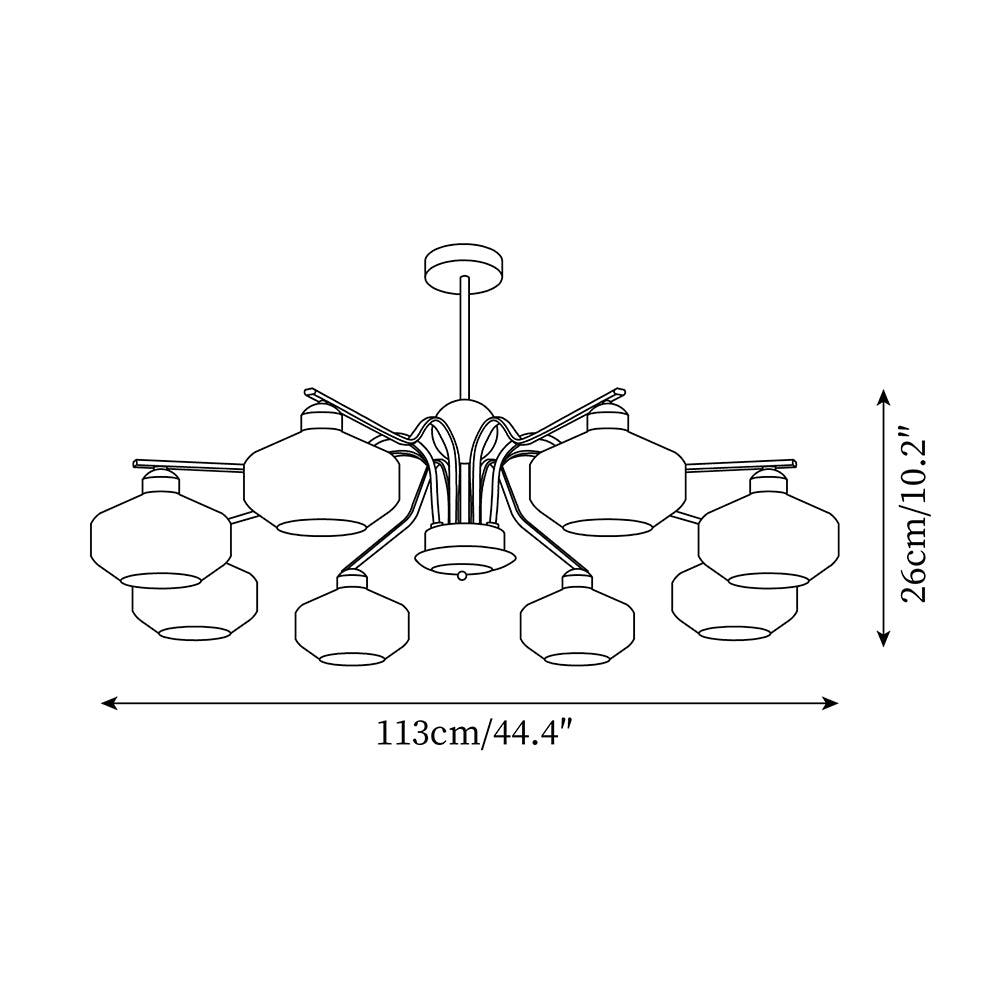 Lustra Lustre Bras en Chrome et Noyer Abat-jours en Verre Blanc Style Rétro - Neutralighting