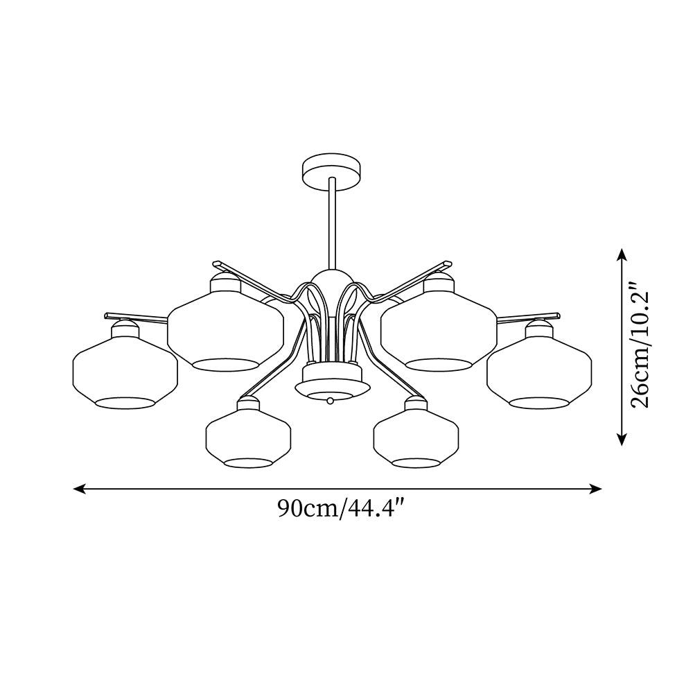 Lustra Lustre Bras en Chrome et Noyer Abat-jours en Verre Blanc Style Rétro - Neutralighting
