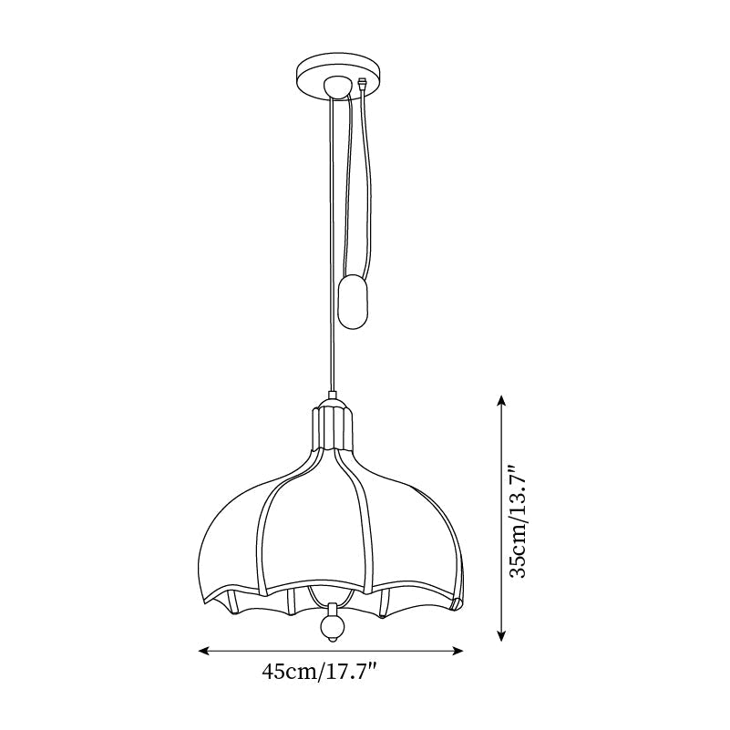 Revi Suspension Lampe Bois Tissu Festonné Réglable - Neutralighting