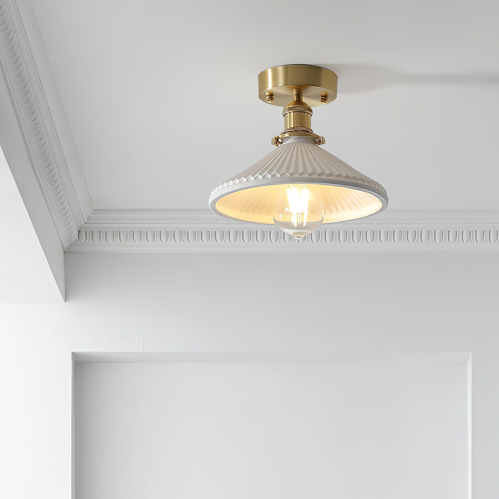 Belmont Plafonnier Vintage Laiton Céramique - Neutralighting