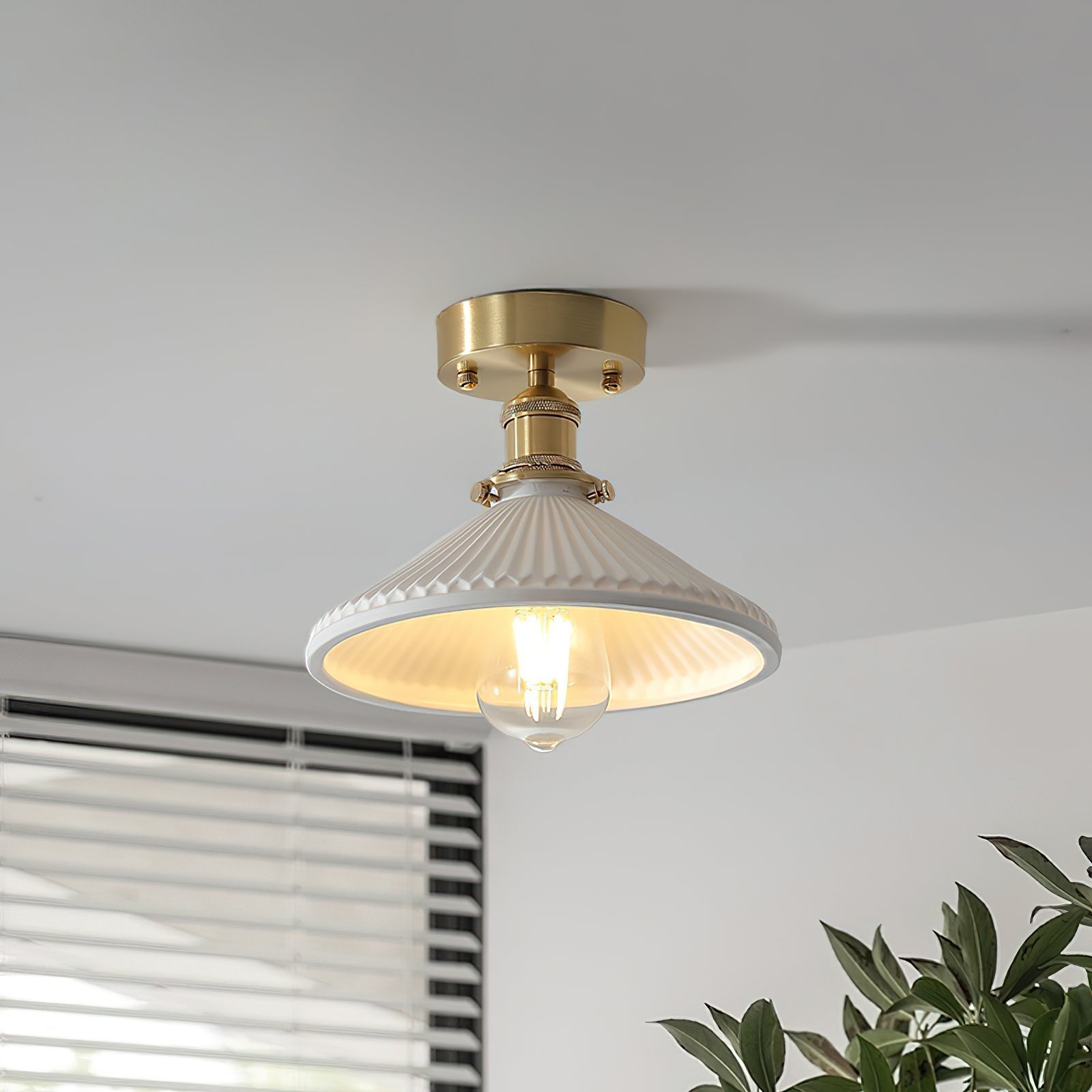 Belmont Plafonnier Vintage Laiton Céramique - Neutralighting