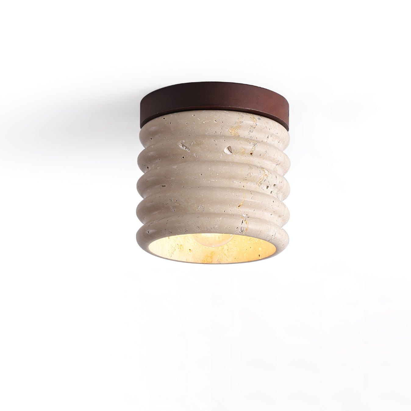 Vomaran Plafonnier Cylindre Cannelé en Travertin - Neutralighting