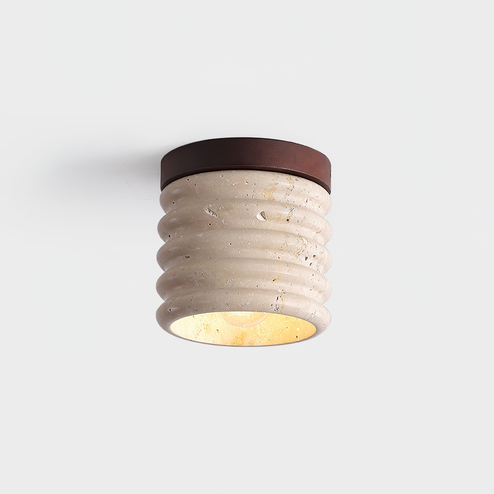 Vomaran Plafonnier Cylindre Cannelé en Travertin - Neutralighting