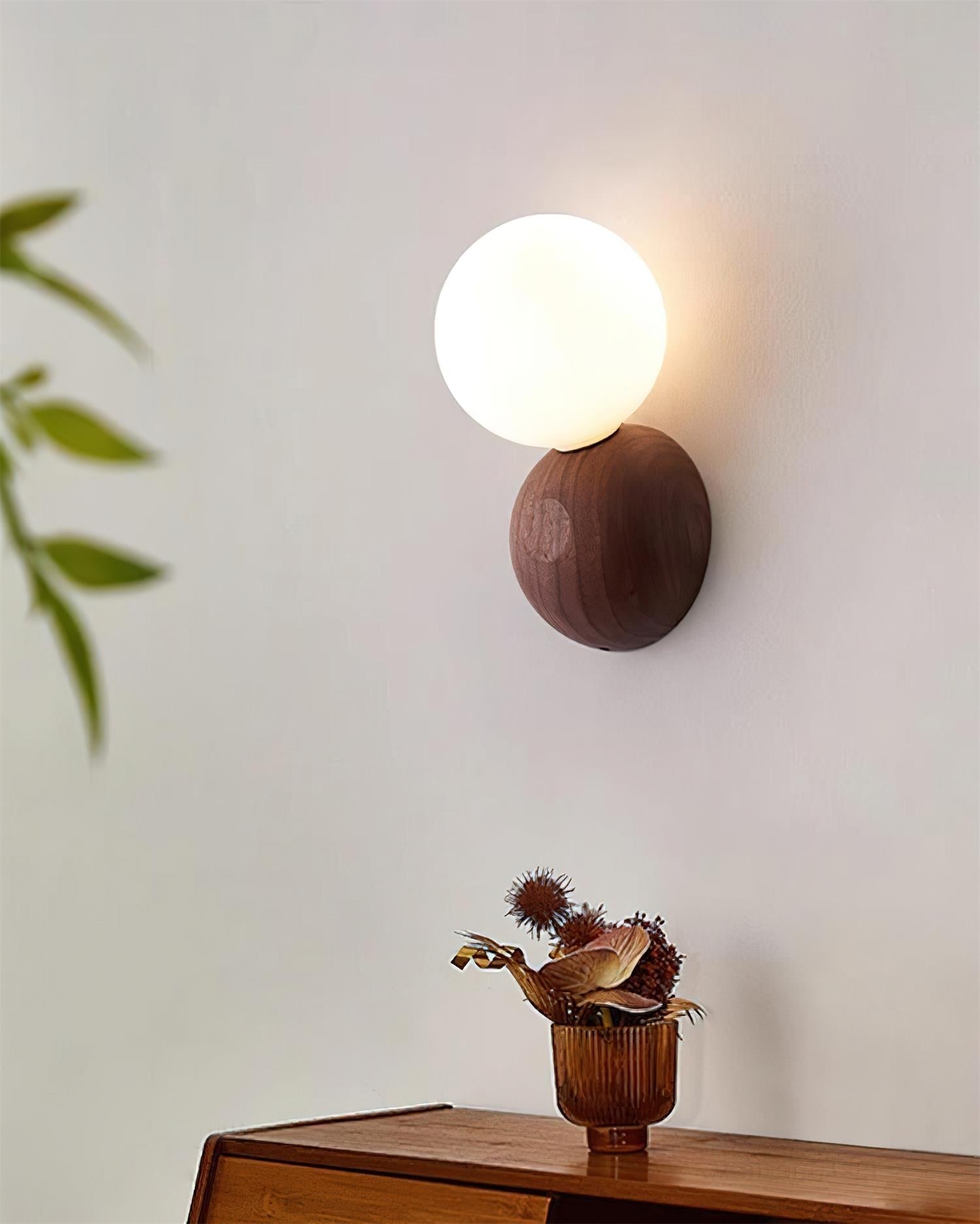 Ringo Applique Murale Bois Verre Opale Minimaliste - Neutralighting