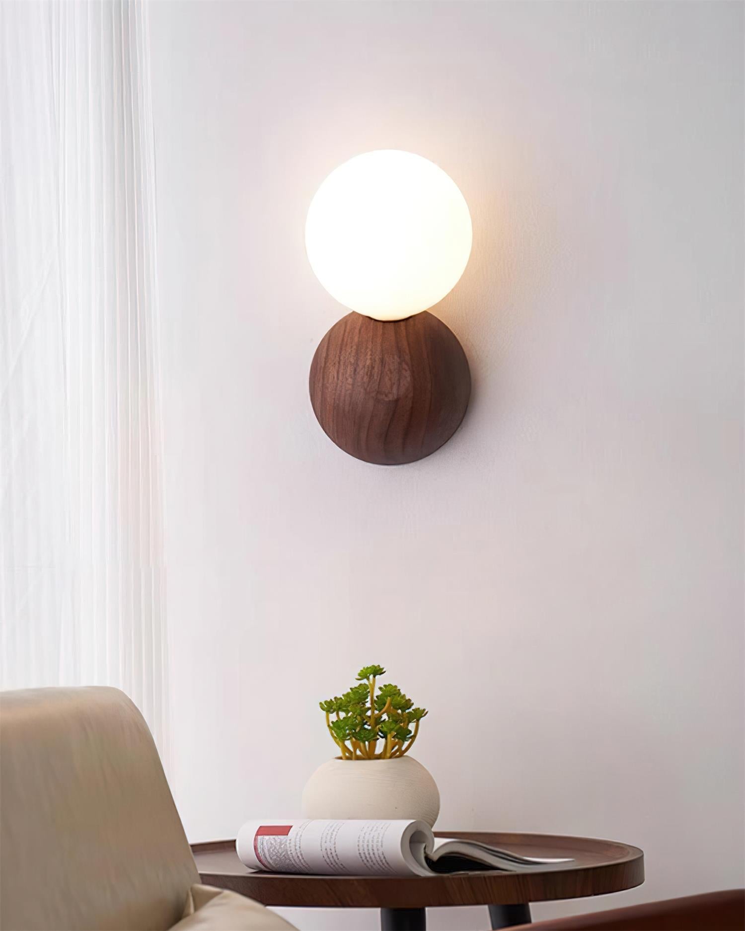 Ringo Applique Murale Bois Verre Opale Minimaliste - Neutralighting