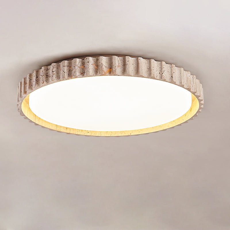 Ornorus Plafonnier Anneau Cannelé en Travertin - Neutralighting